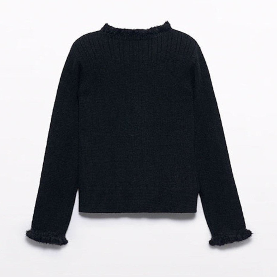 Dolcevita tricot costine comb Bimba Nero 5835/84 - NANU' BABY