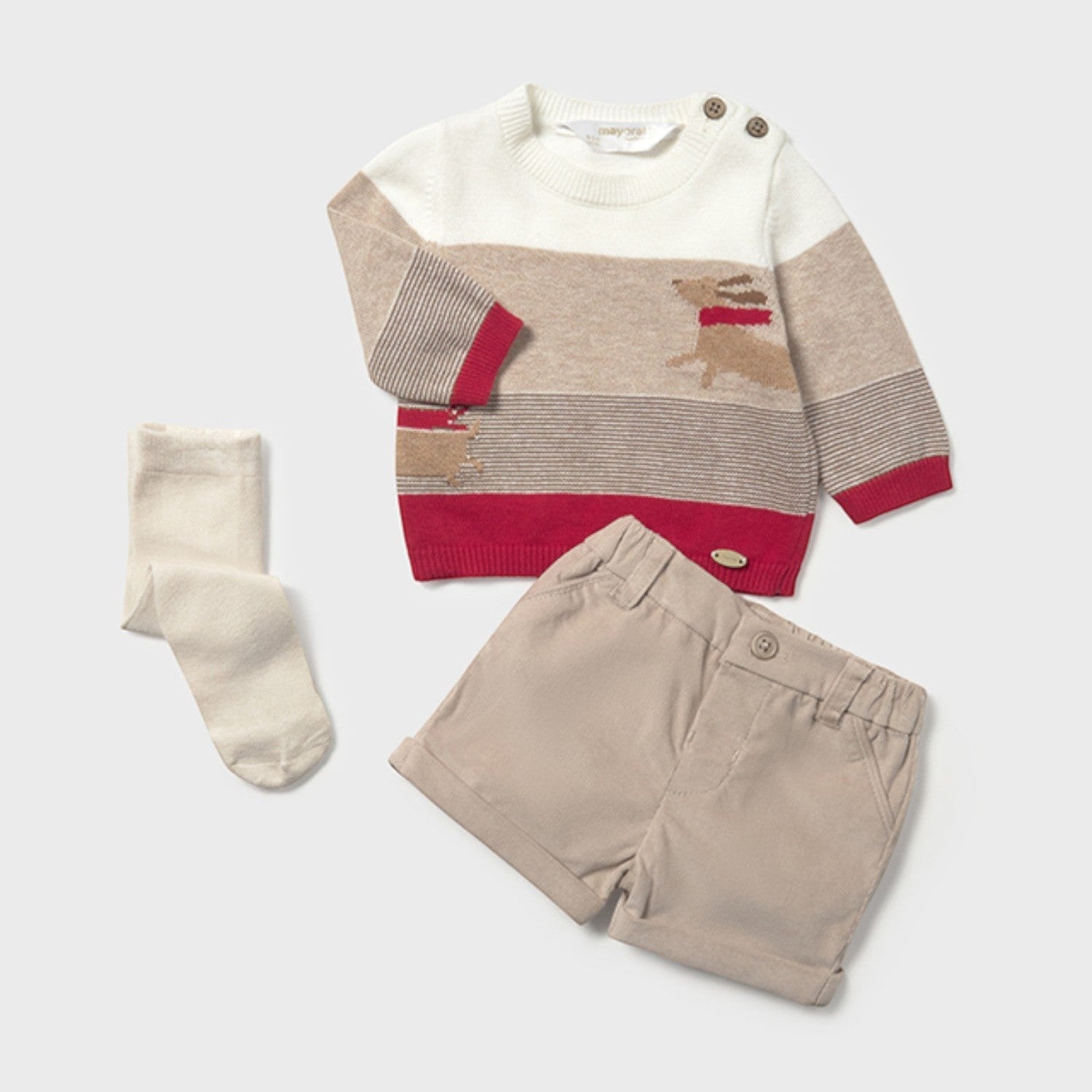 Completo Bimbo Beige Pantaloni Corti Mayoral 2259/30 - NANÙ BABY - NANU' BABY