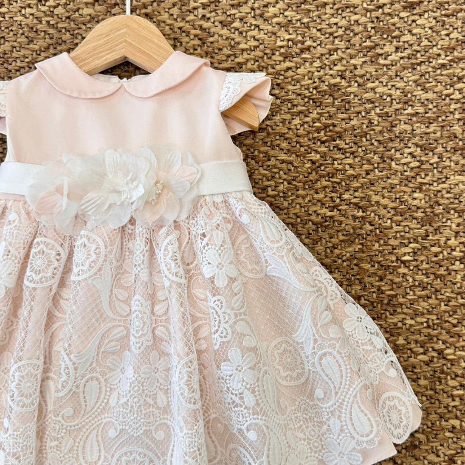 Abito Cerimonia Macramè Bimba ROSA FB081/R - NANU' BABY