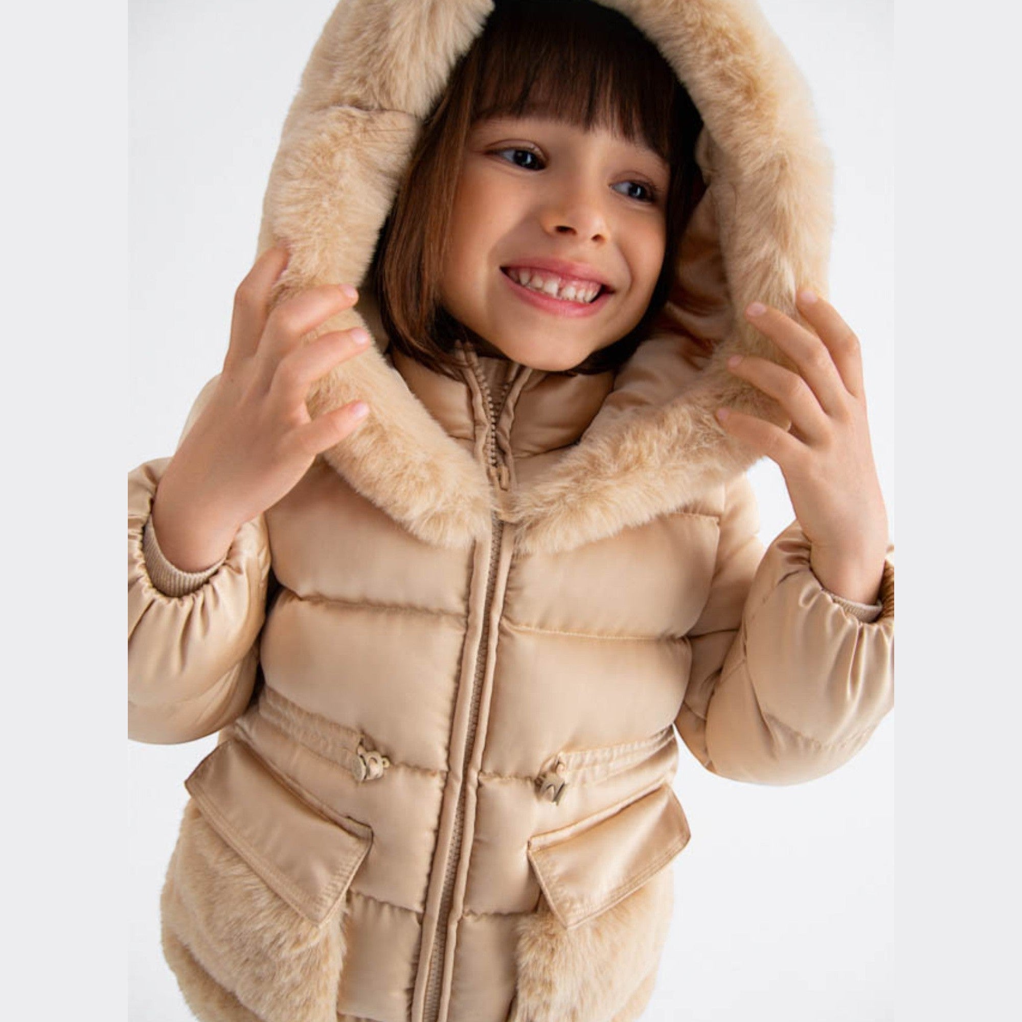 Giubbotto satinato pelo Bimba Beige 5849/14 - NANU' BABY