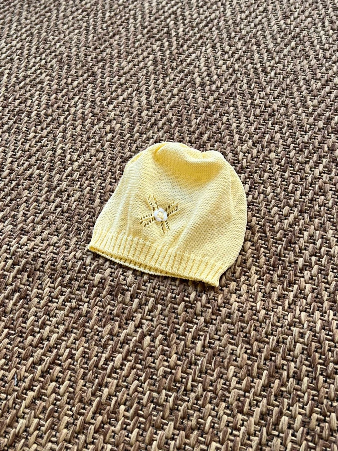Cuffia in filo di cotone Neonata GIALLO EP1471 - NANU' BABY