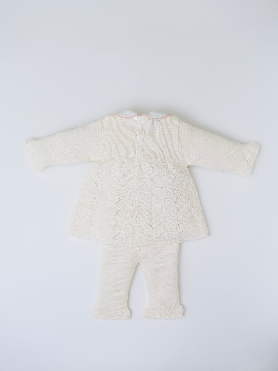Completo in lana vaniglia con ricami floreali Neonata VANIGLIA IN2519 - NANU' BABY