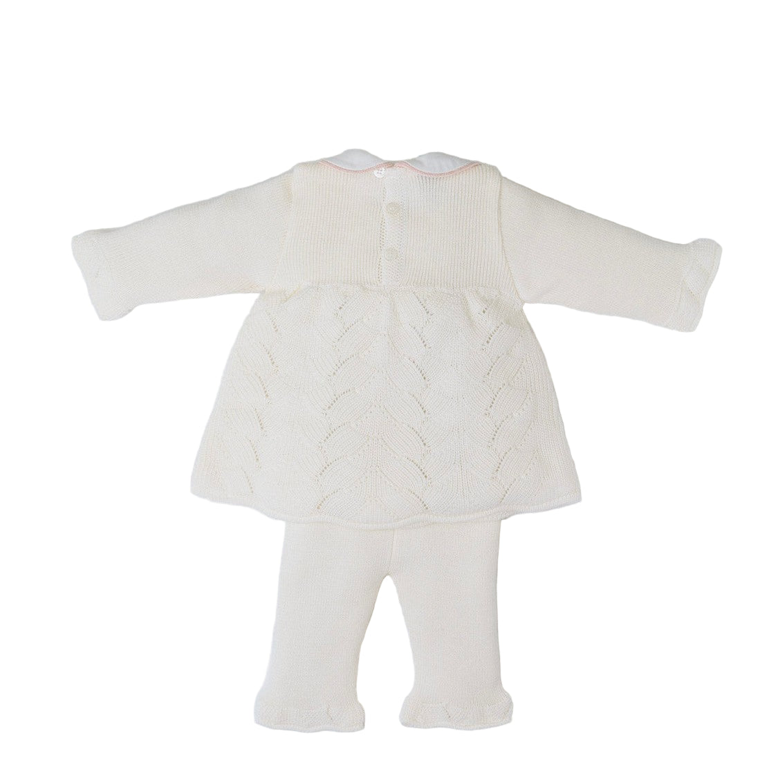 Completo in lana vaniglia con ricami floreali Neonata VANIGLIA IN2519 - NANU' BABY