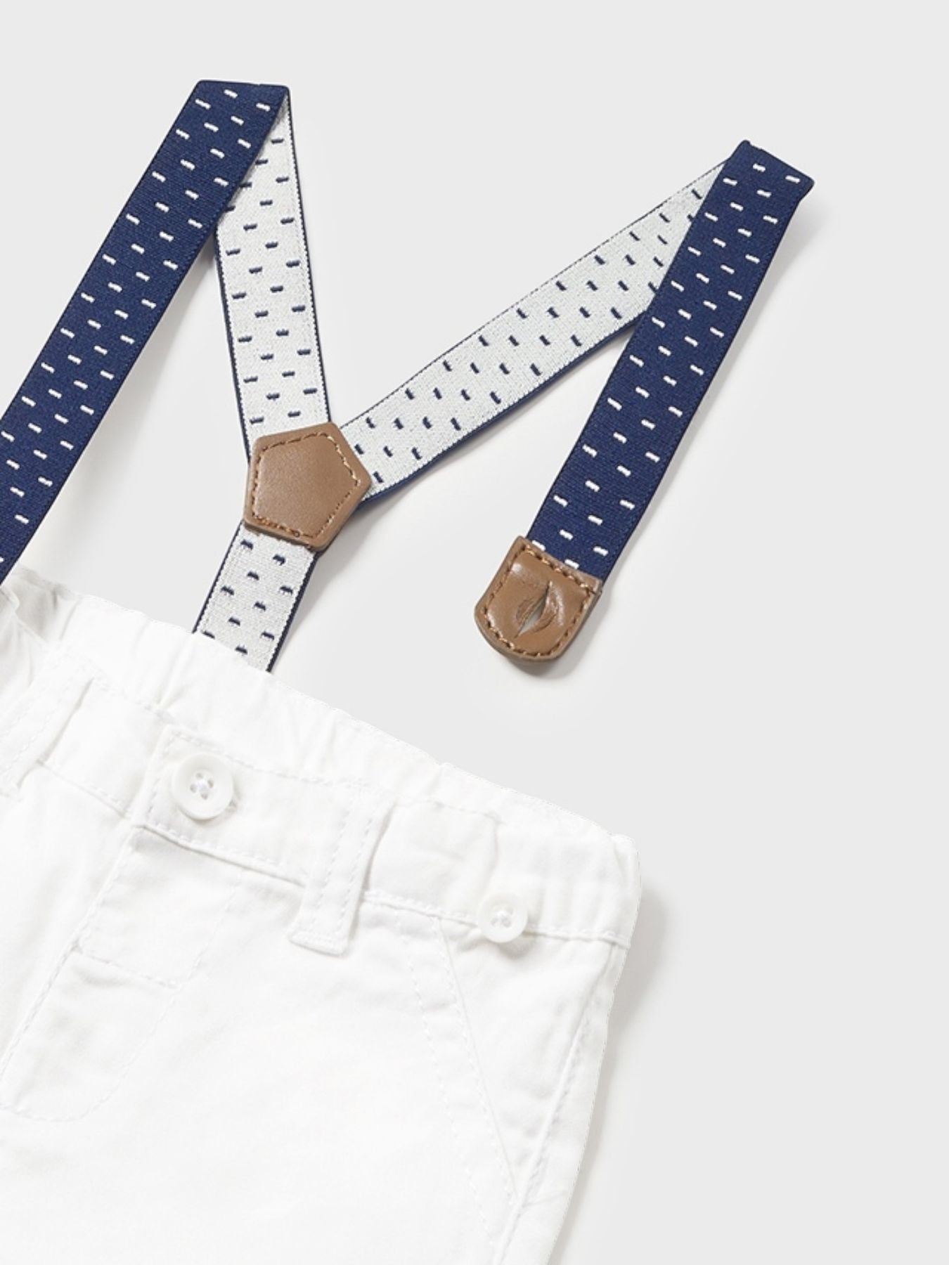 Pantalone lungo bretelle Bimbo BIANCO 1536 - NANU' BABY