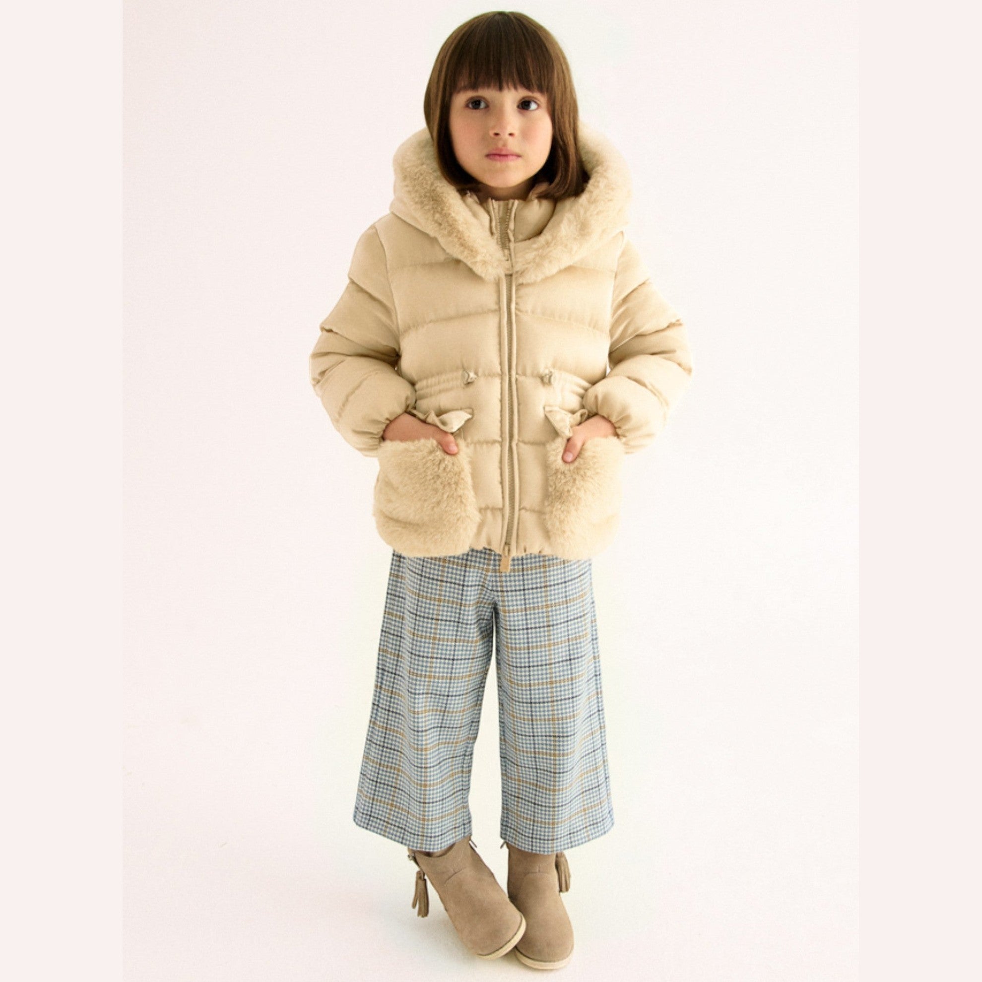 Giubbotto satinato pelo Bimba Beige 5849/14 - NANU' BABY