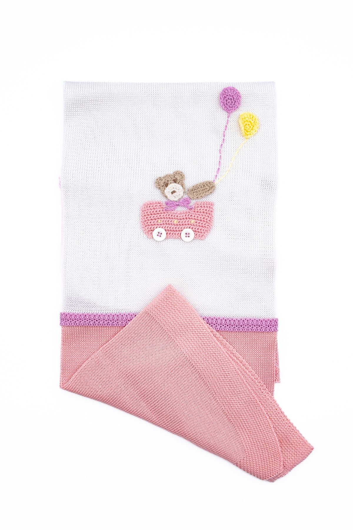 Coperta Orsetto e Palloncini Neonata BIANCO EL3680 - NANU' BABY