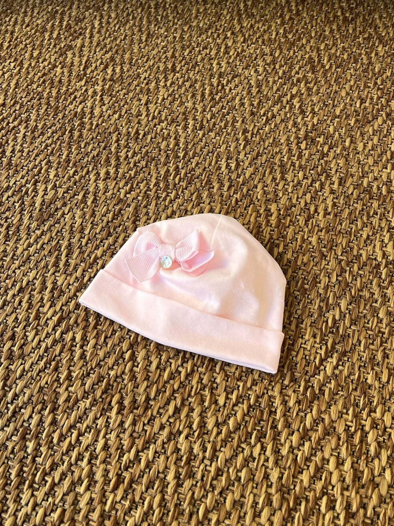 Cuffia Fiocco righe Neonata ROSA EP6573F - NANU' BABY