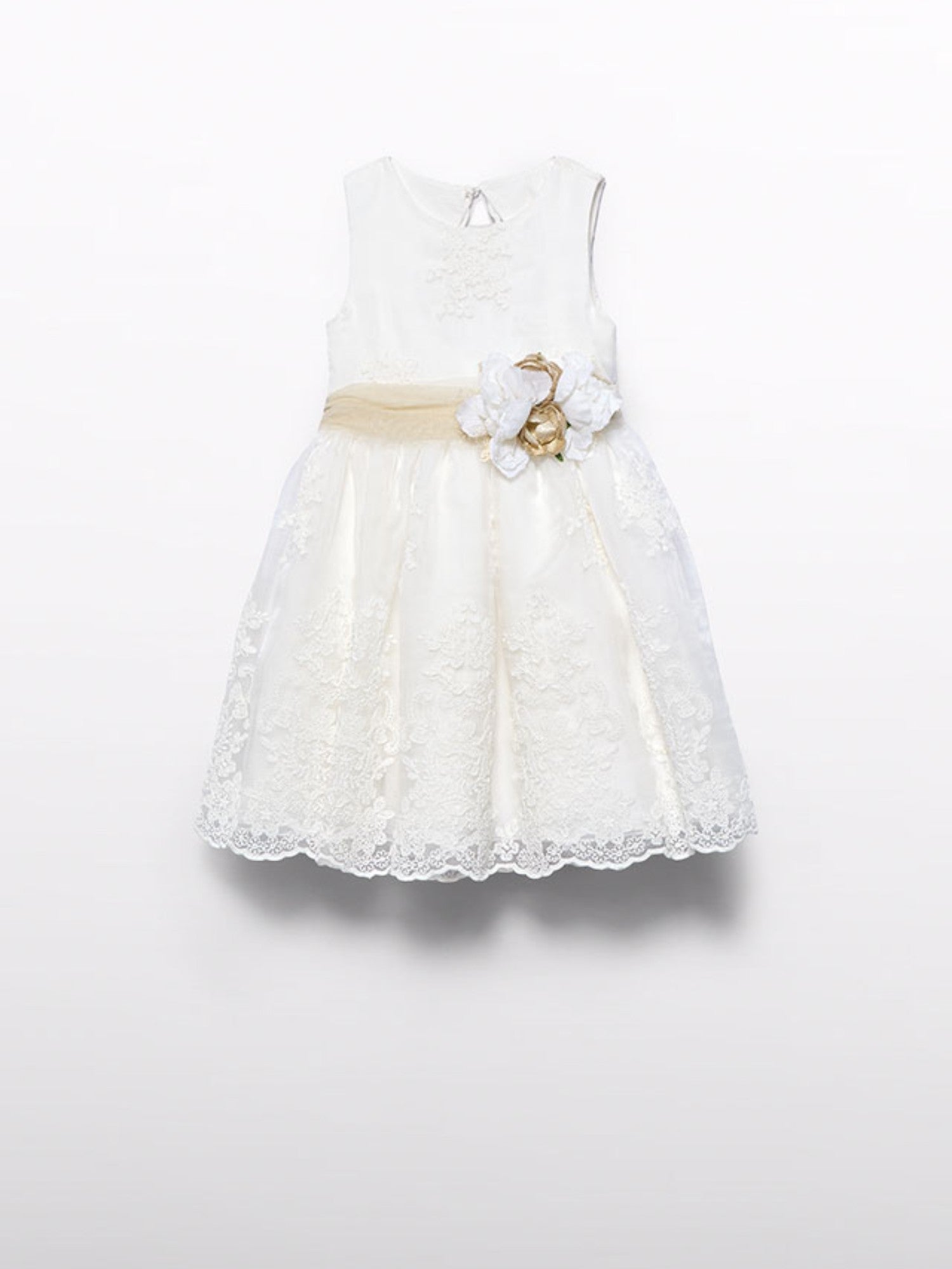 Abito organza ricamato Bimba PANNA 5037 /7 - NANU' BABY