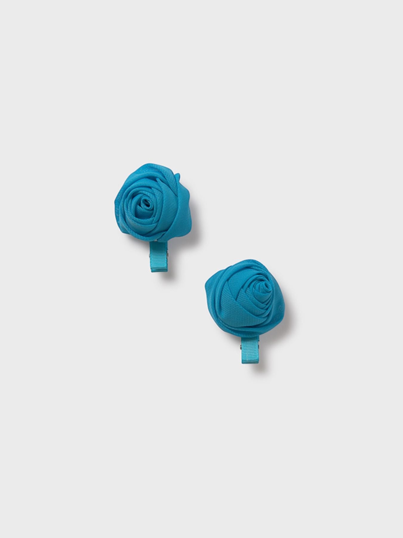 Set 2 fermagli fiori chiffon TURCHESE 5411/T - NANU' BABY