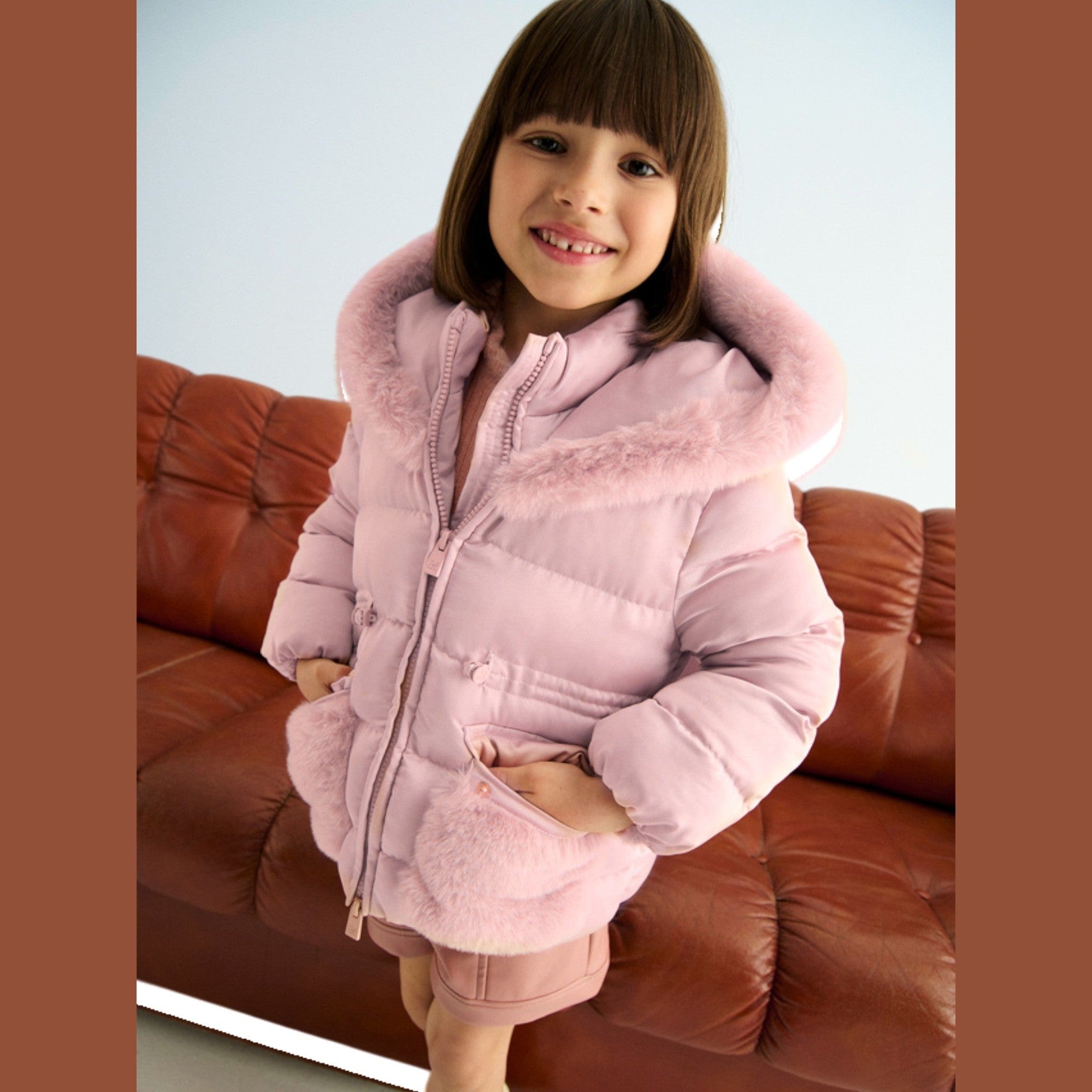 Giubbotto satinato pelo Bimba Rosa 5849/15 - NANU' BABY