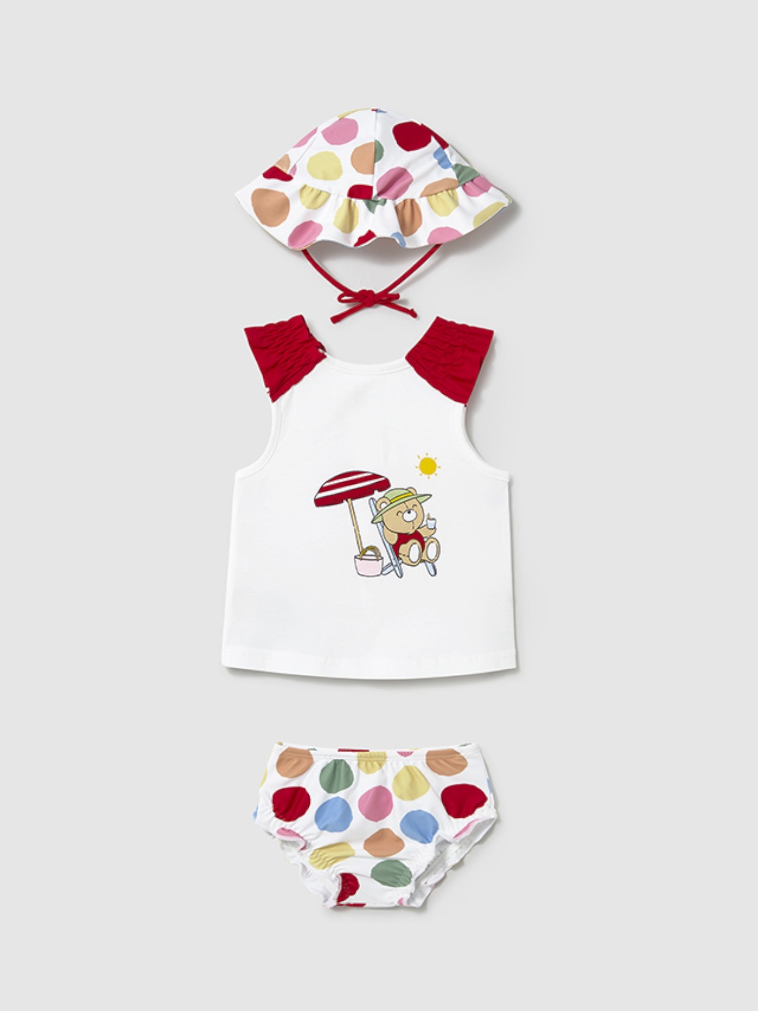 Completo costume da bagno e cappello Bimba ROSSO 1668 /RS - NANU' BABY