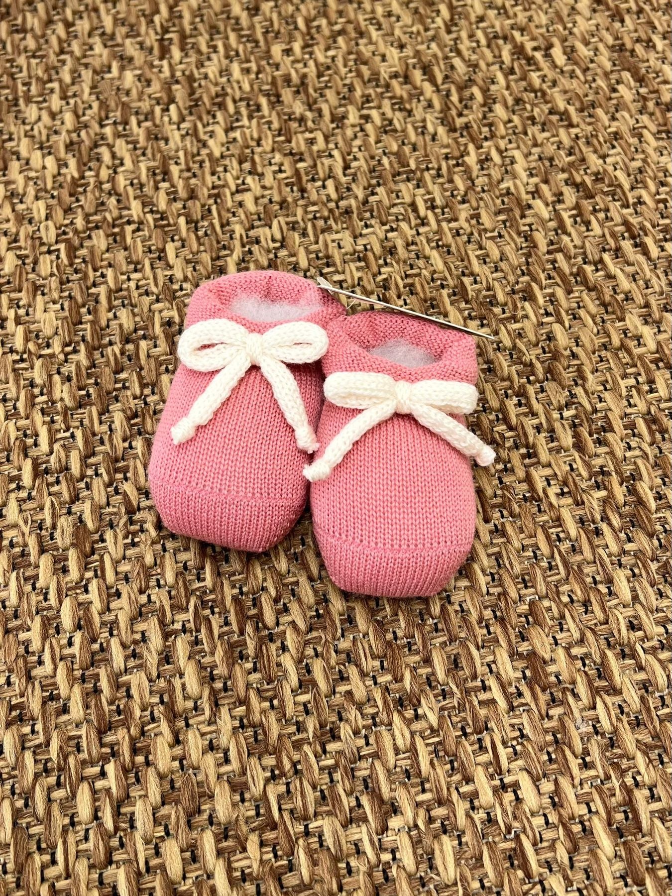 Babbucce Fiocco in lana Neonata FUCSIA 4925/RN - NANU' BABY