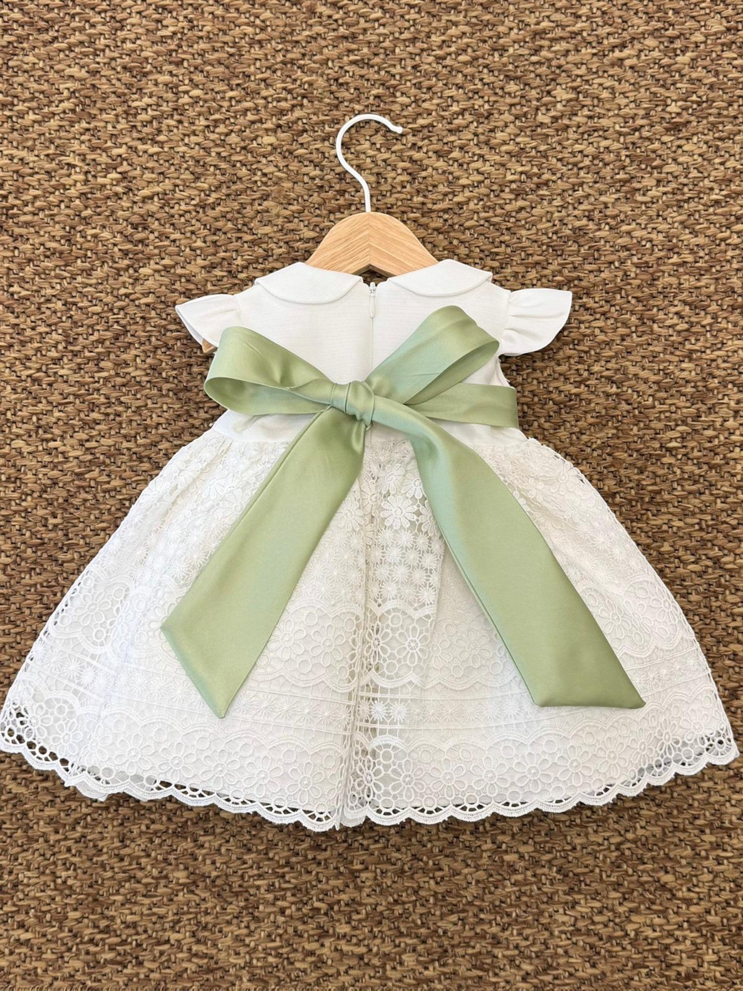 Abito Cerimonia Macramè Bimba VERDE FB080/V - NANU' BABY