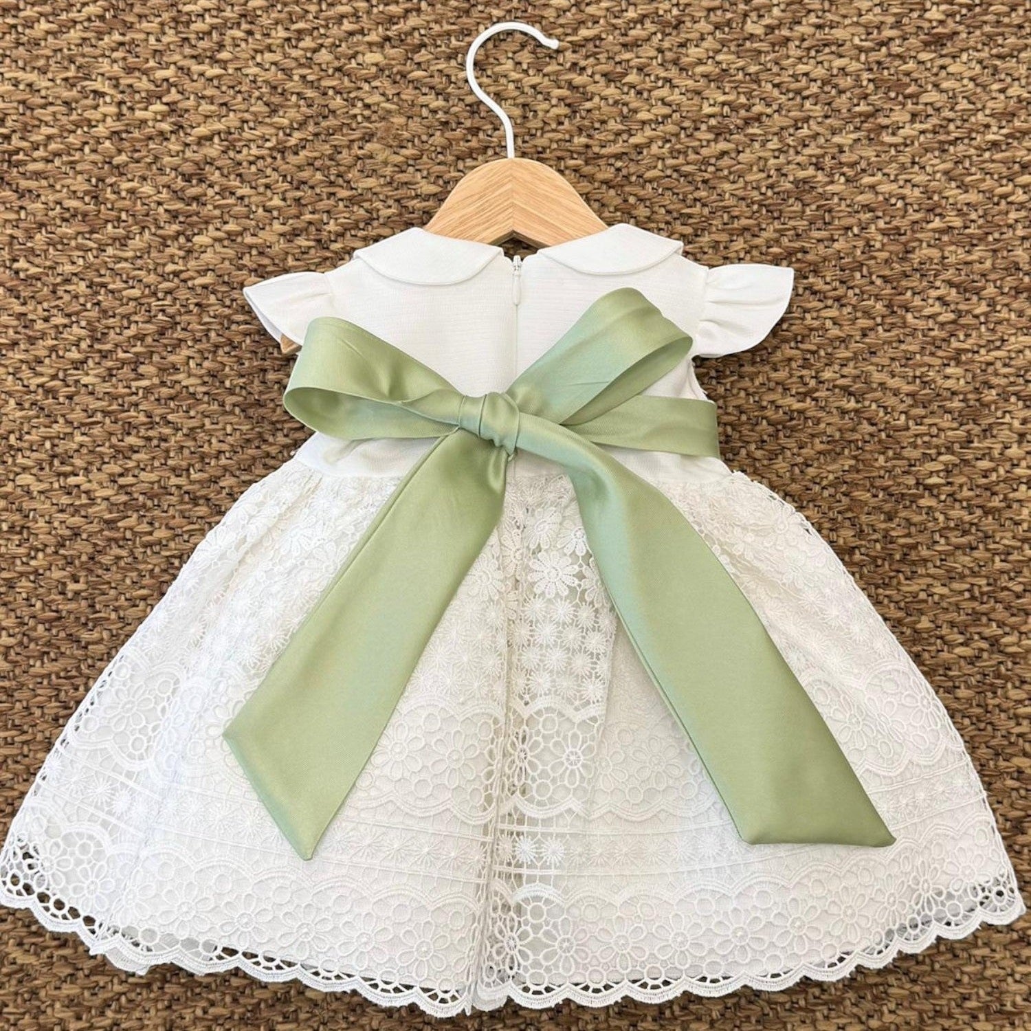 Abito Cerimonia Macramè Bimba VERDE FB080/V - NANU' BABY