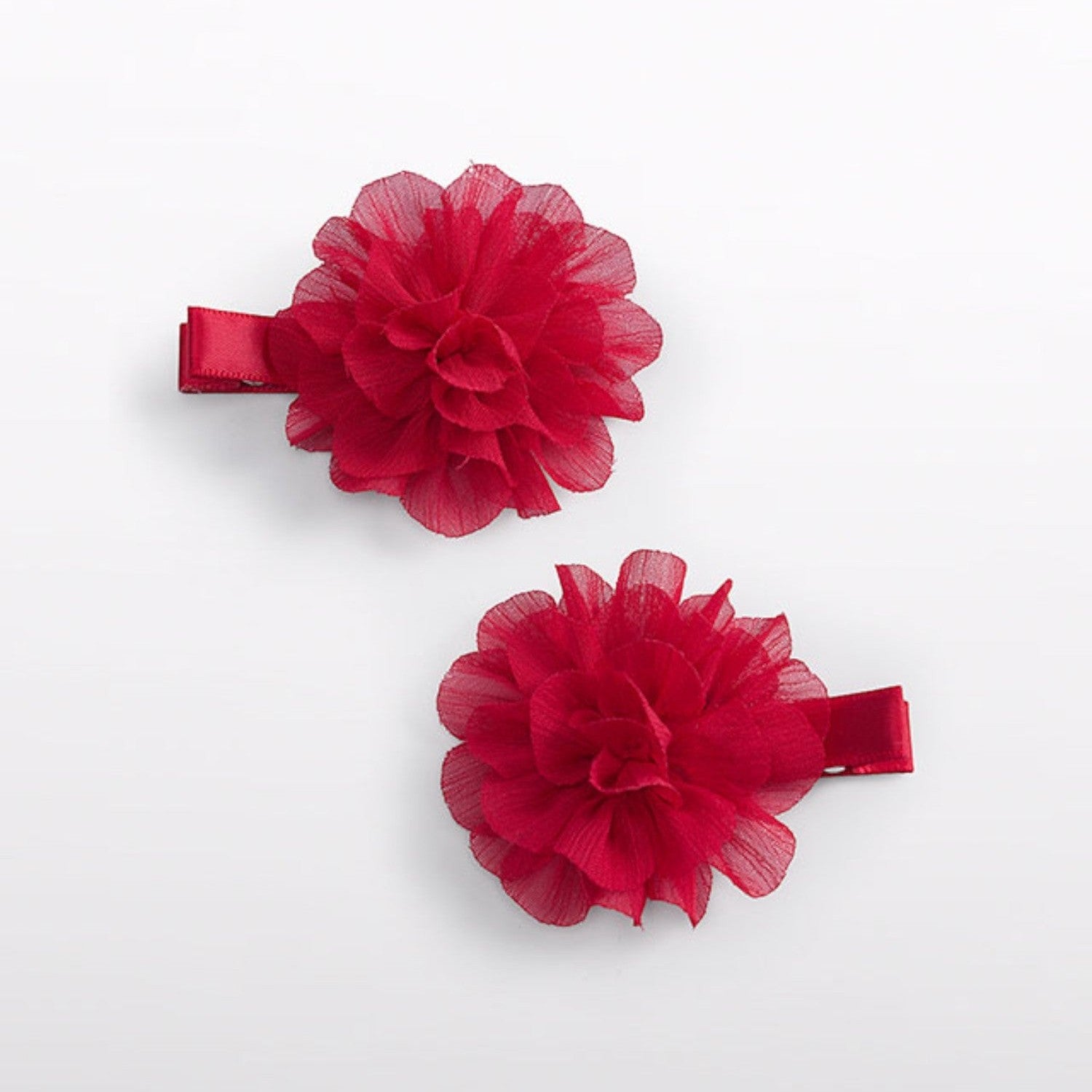 Set 2 fermagli fiori chiffon Bimba Rosso 5967/28 - NANU' BABY