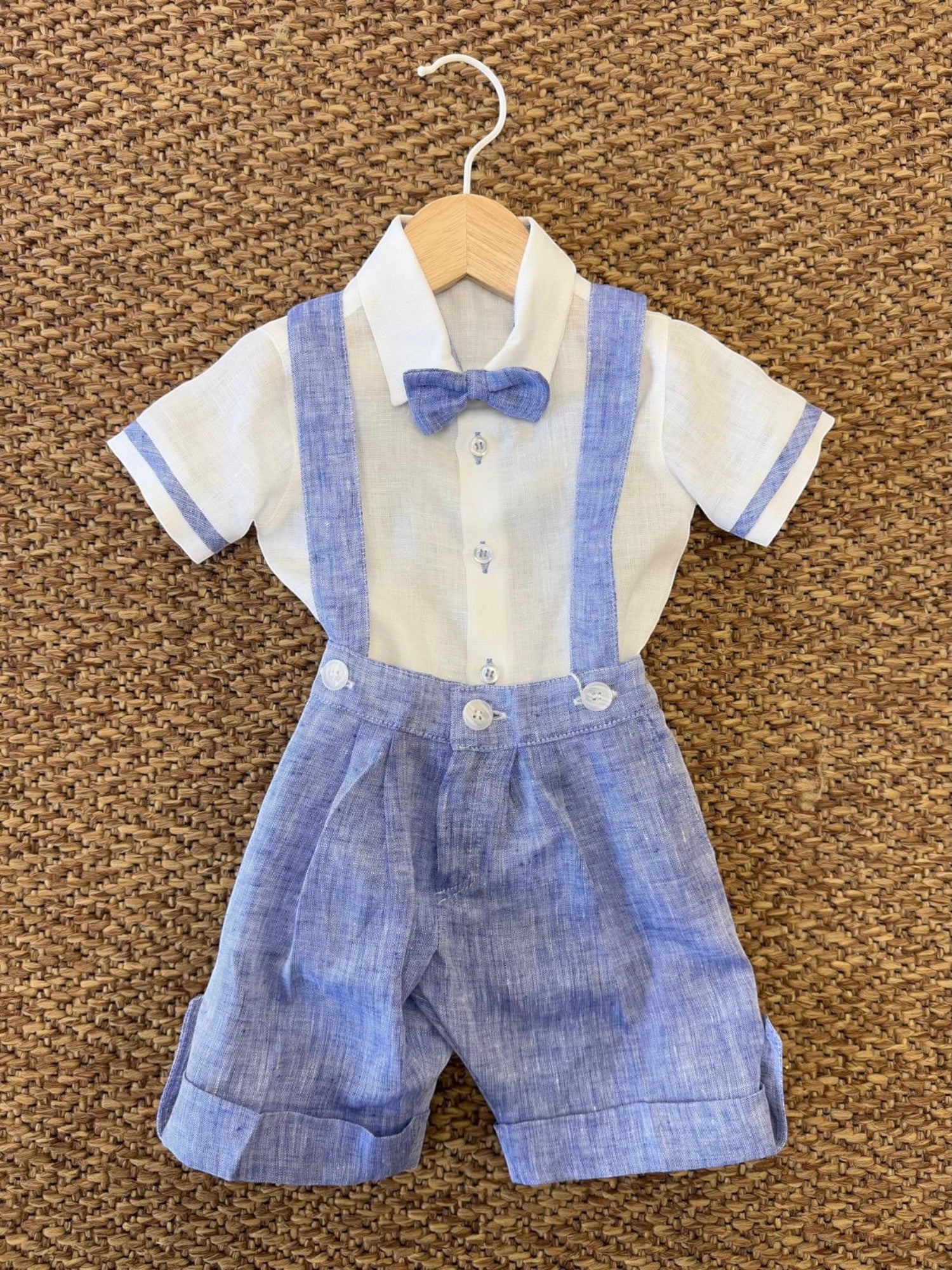 Completo Cerimonia lino 3 pezzi Bimbo BLU M0480A - NANU' BABY