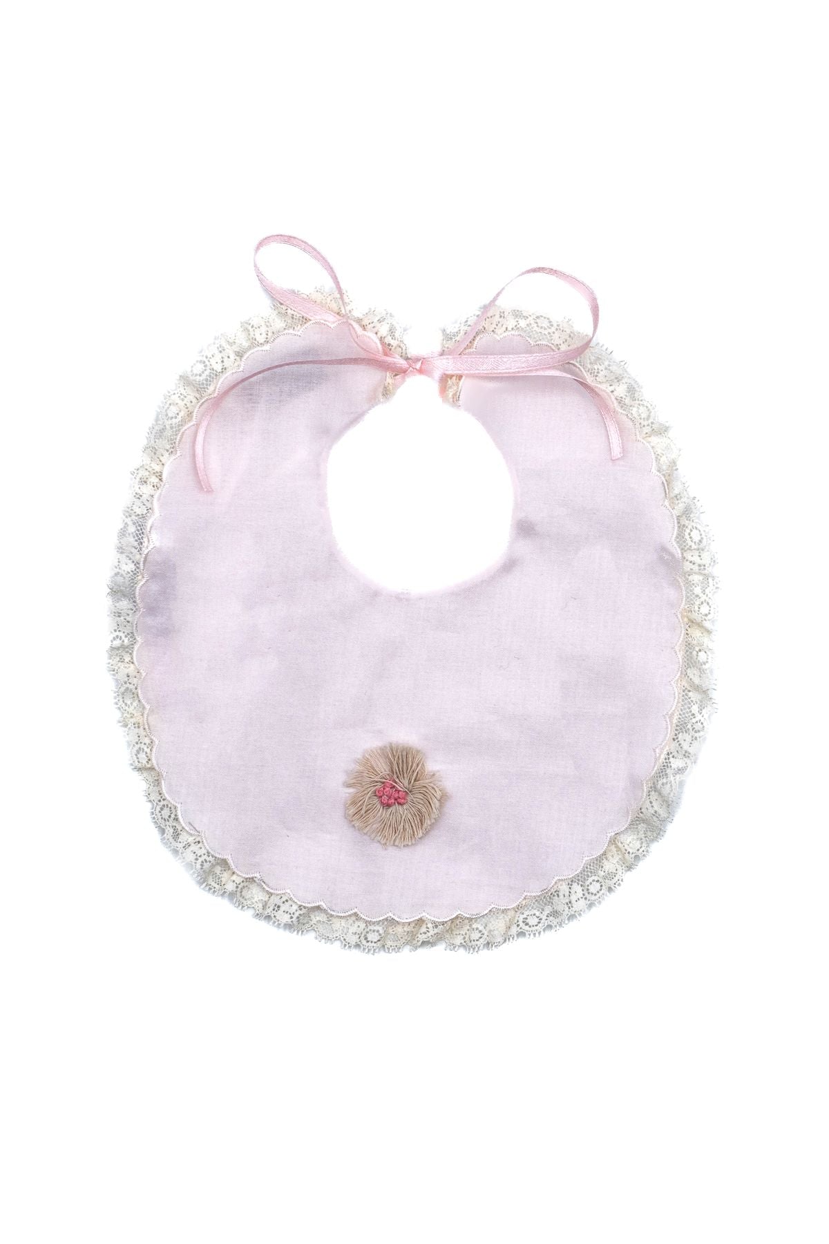 Bavetta ricamo e pizzo Neonata Rosa AMY/817 - NANU' BABY
