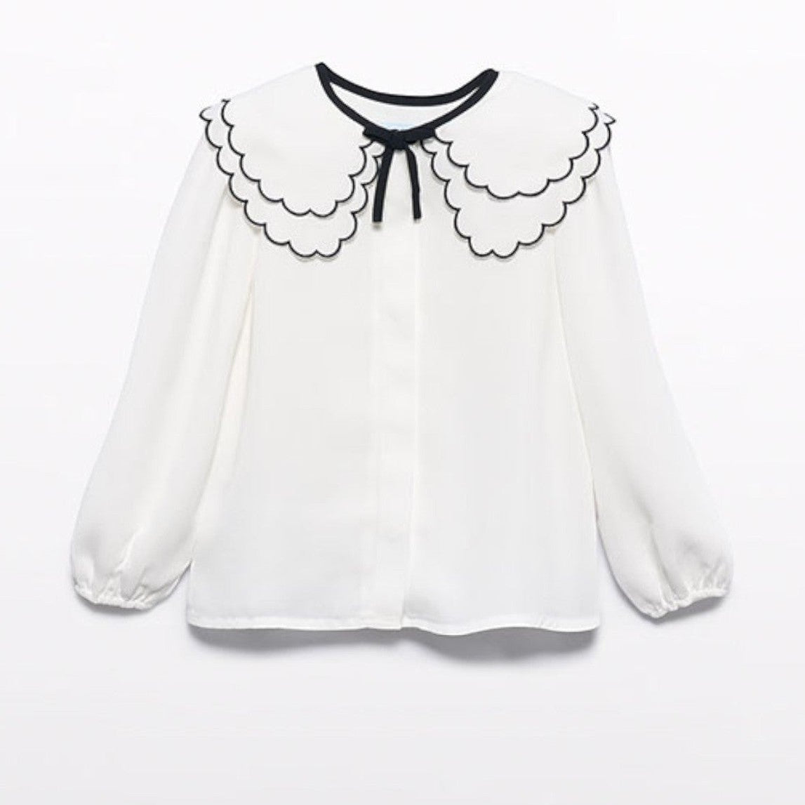 BLusa chiffon collo ricamo Bimba PANNA 5612/3 - NANU' BABY