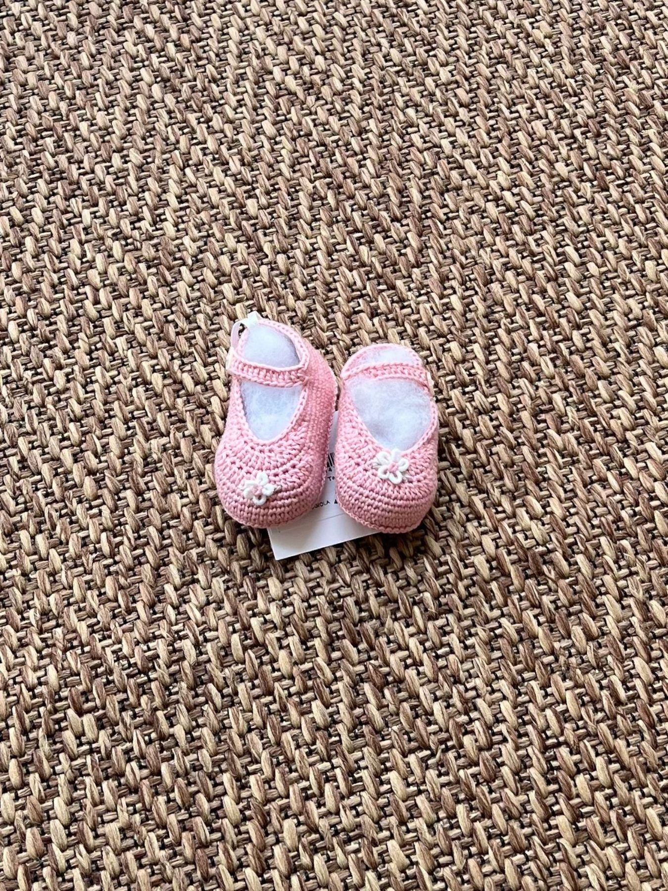 Babbucce in lino Neonata ROSA NAIME/BB-R - NANU' BABY