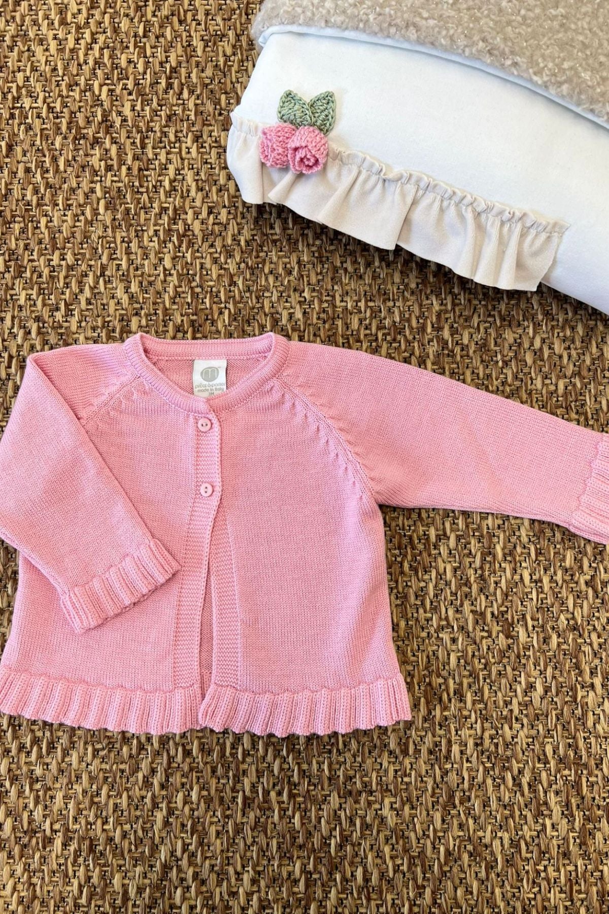 Completo con cardigan Roselline applicate Bimba ROSA FARD IG1031 - NANU' BABY