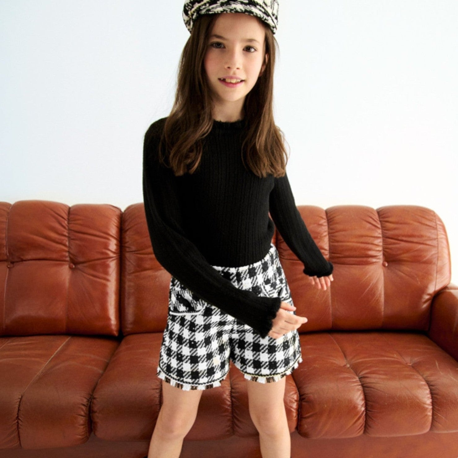 Bermuda vichy lustrini Bimba Nero 5716/8 - NANU' BABY