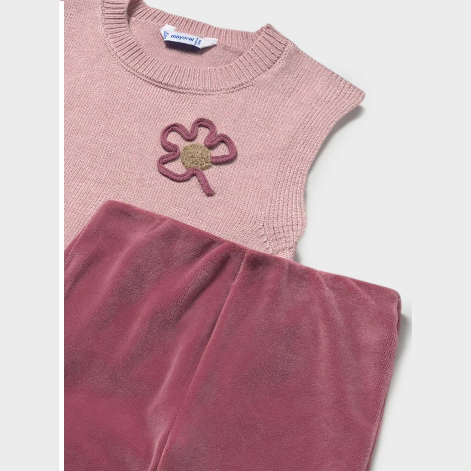 Completo Pantalone gilet tricot Bimba Rosa 2596/49 - NANU' BABY