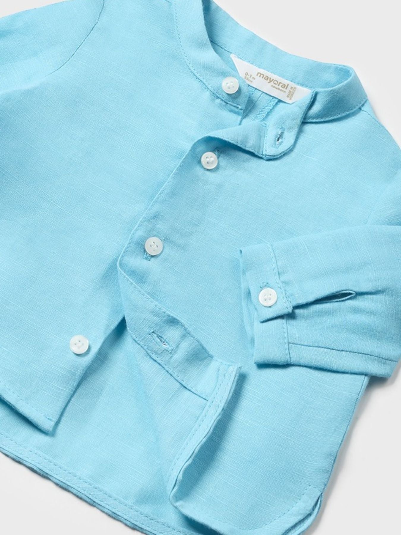 Camicia m/l collo coreano Bimbo TURCHESE 1195/C - NANU' BABY