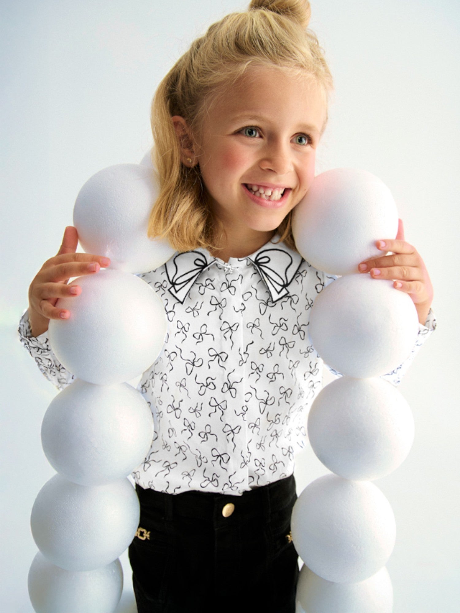 Blusa popelin satinato fiocco Bimba PANNA 5613/3 - NANU' BABY