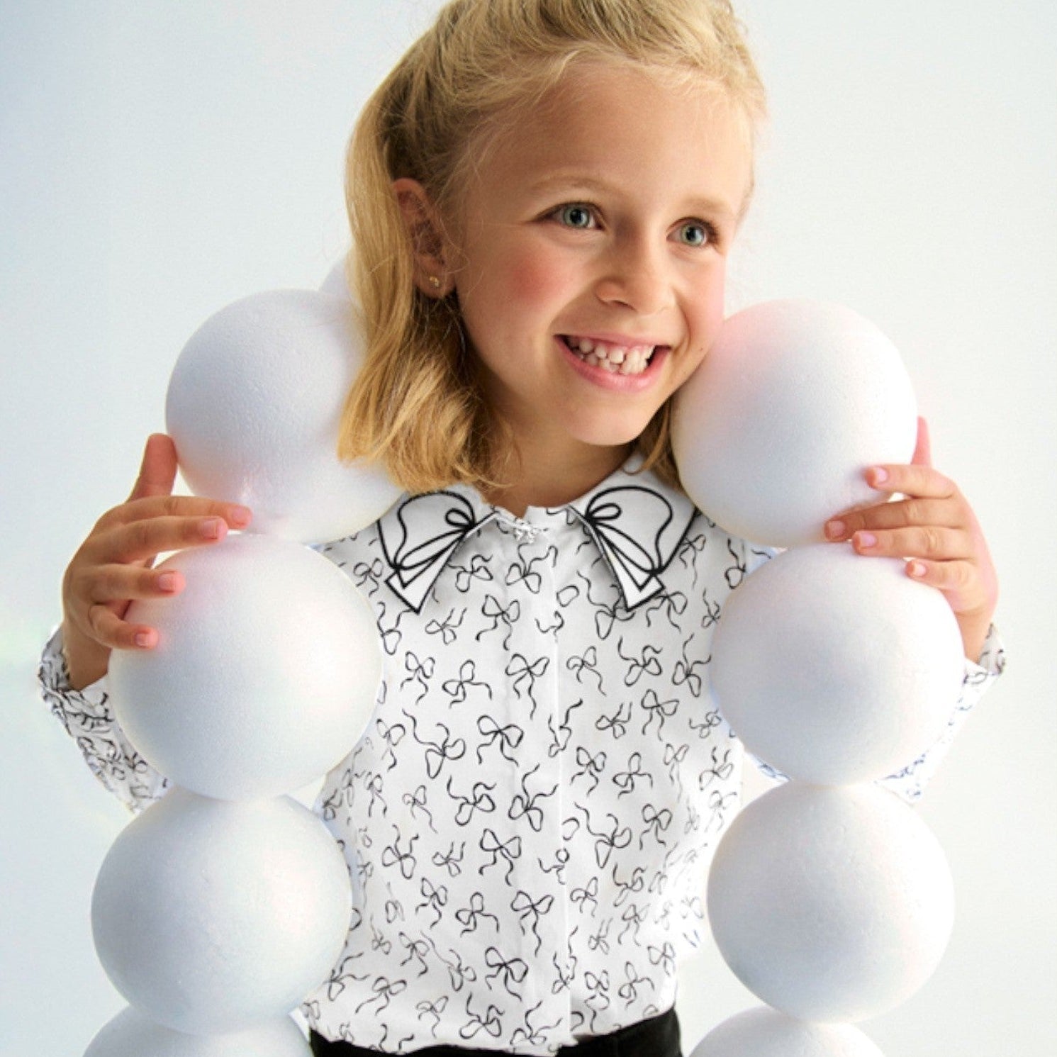 Blusa popelin satinato fiocco Bimba PANNA 5613/3 - NANU' BABY