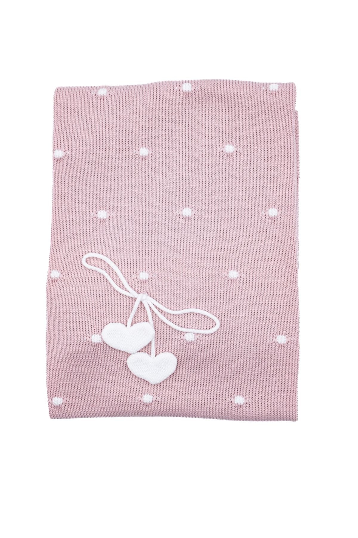 Coperta Pois e Fiocchetto con Cuoricini Neonata BIANCO 3057/161 - NANU' BABY