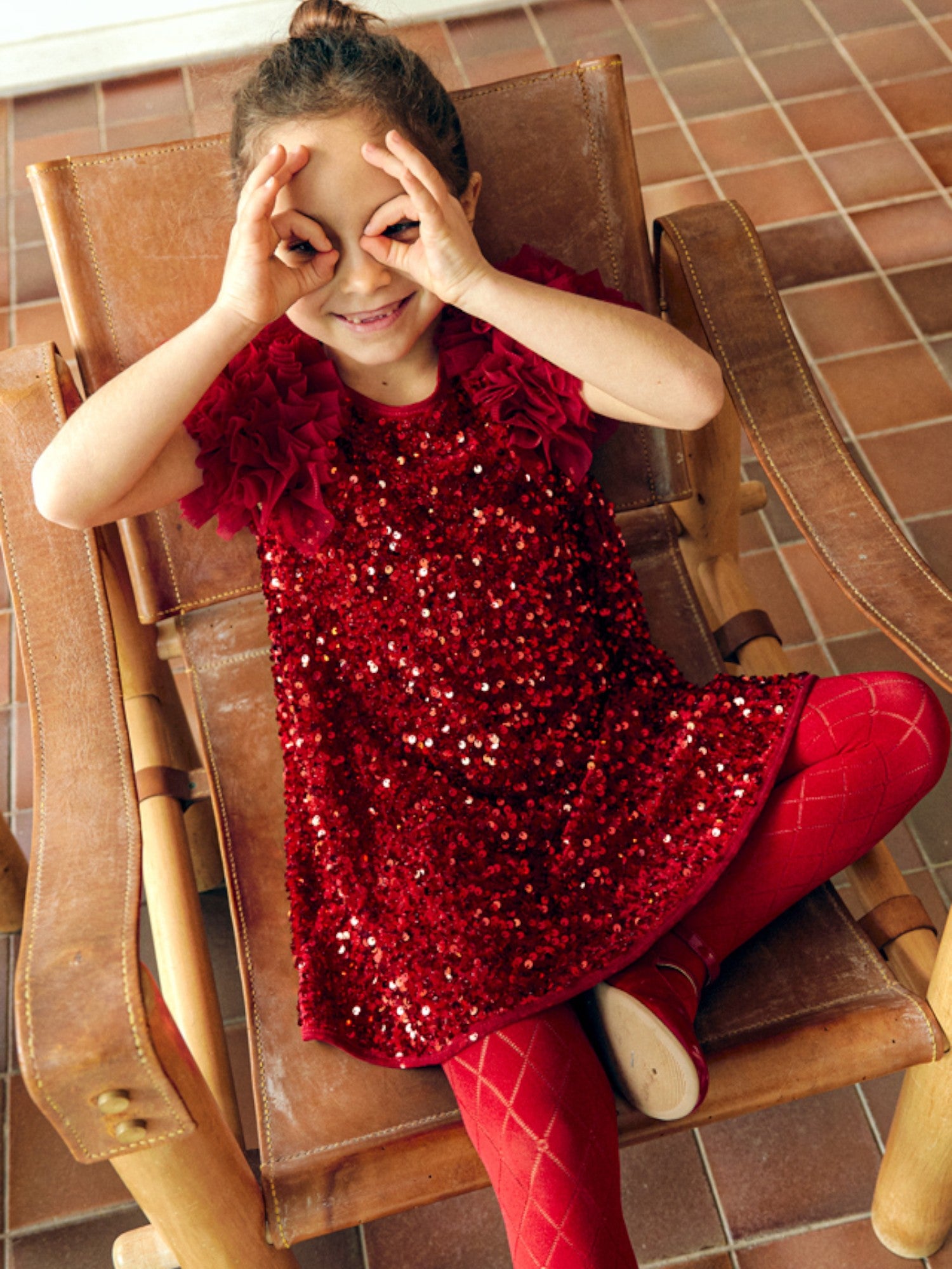 Abito lustrini velluto Bimba Rosso 5529/2 - NANU' BABY