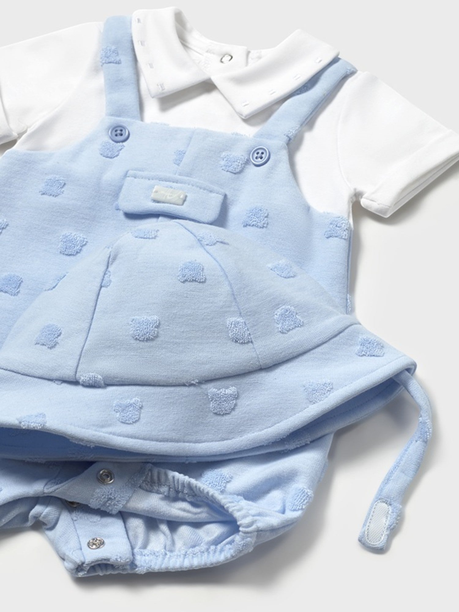 Pagliaccetto salopette,cappello Bimbo CIELO 1605 /C - NANU' BABY