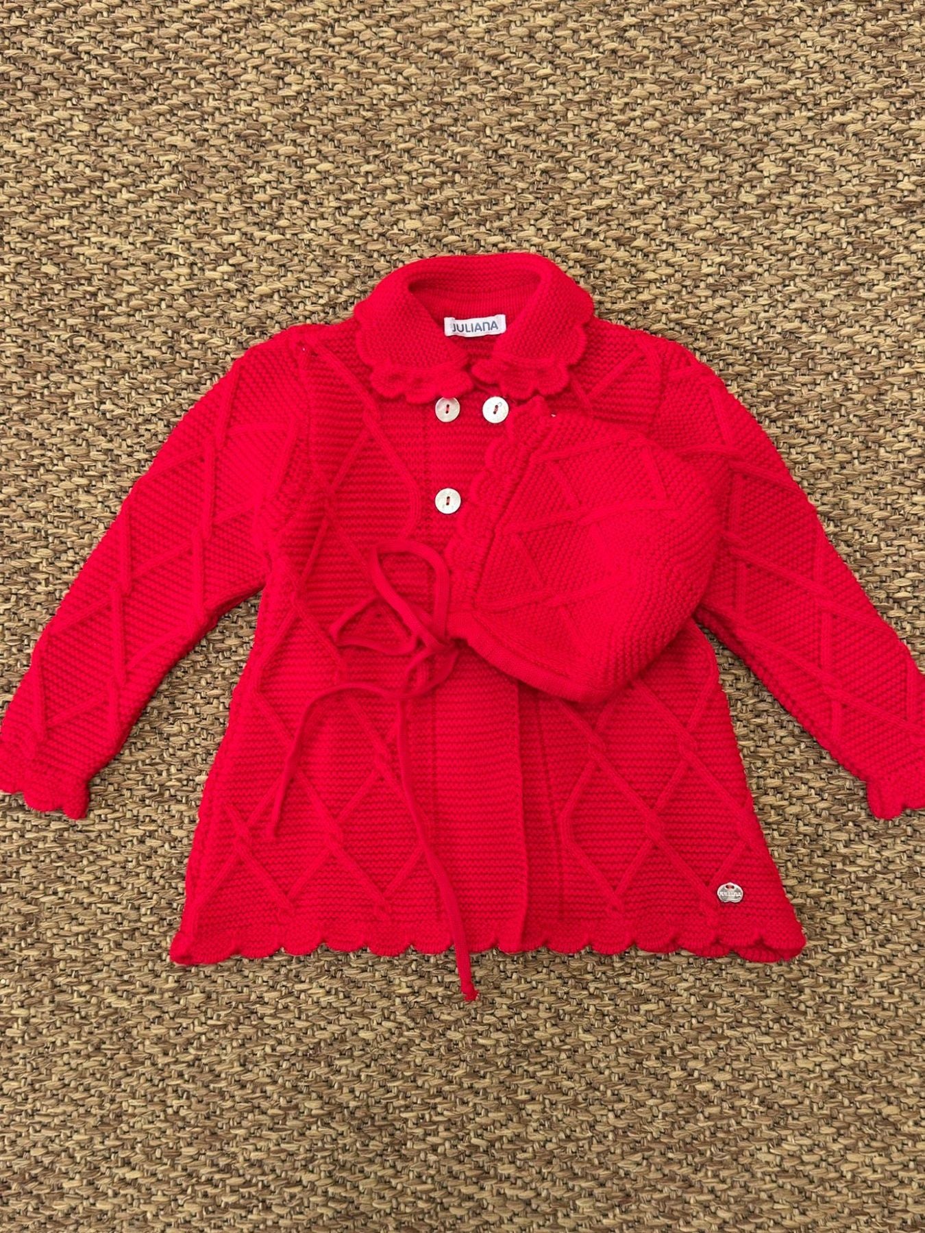 Cappotto in maglia Bimba ROSSO J6178/R - NANU' BABY