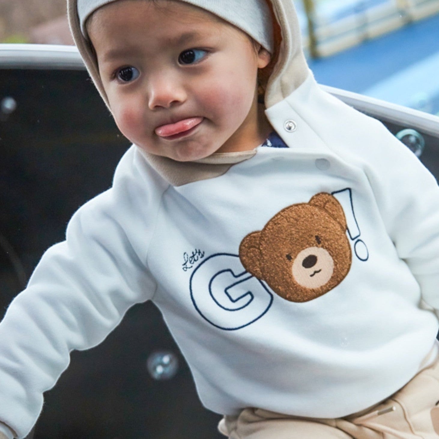 Pullover con cappuccio Bimbo PANNA 2414/31 - NANU' BABY
