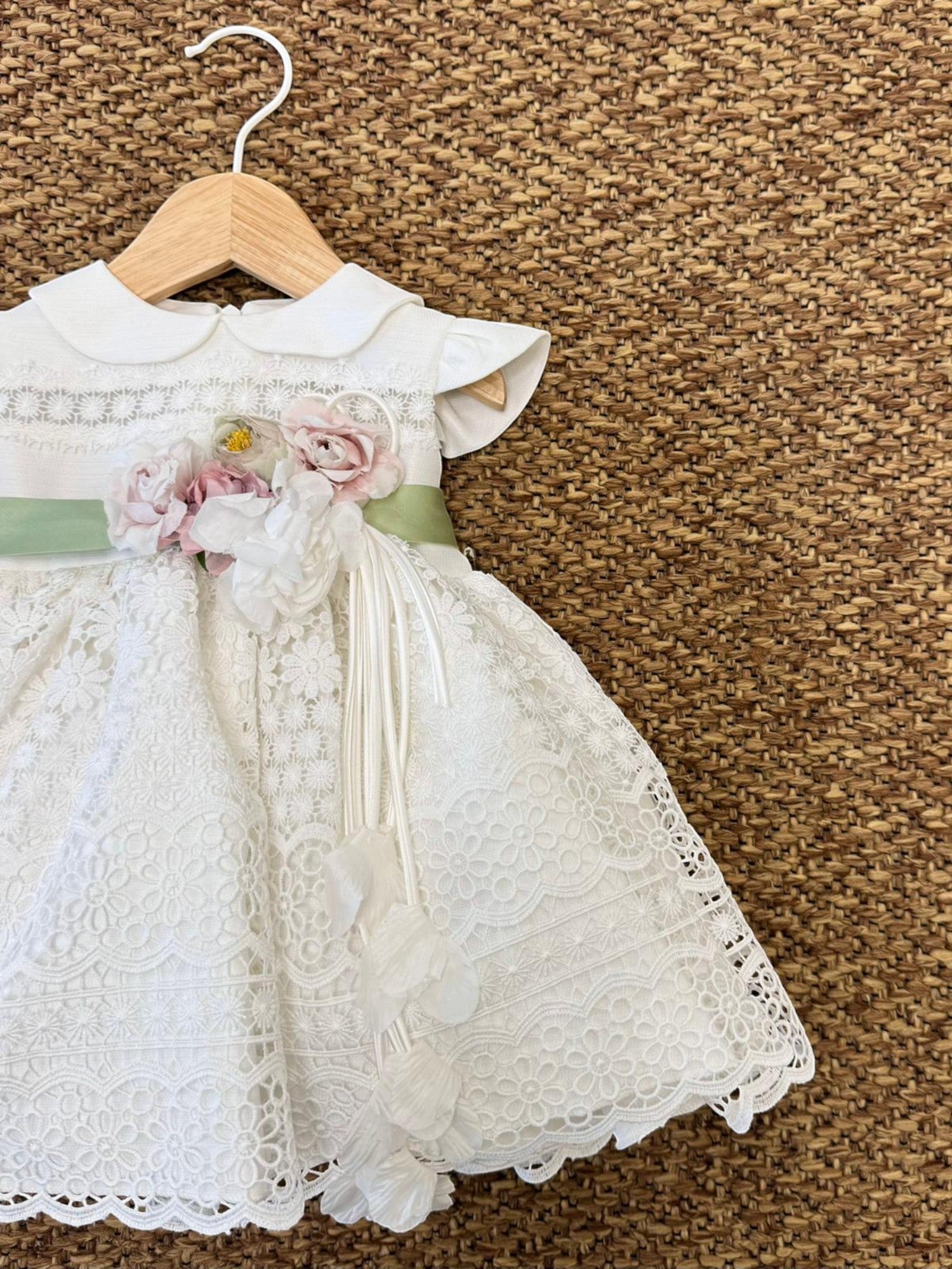 Abito Cerimonia Macramè Bimba VERDE FB080/V - NANU' BABY