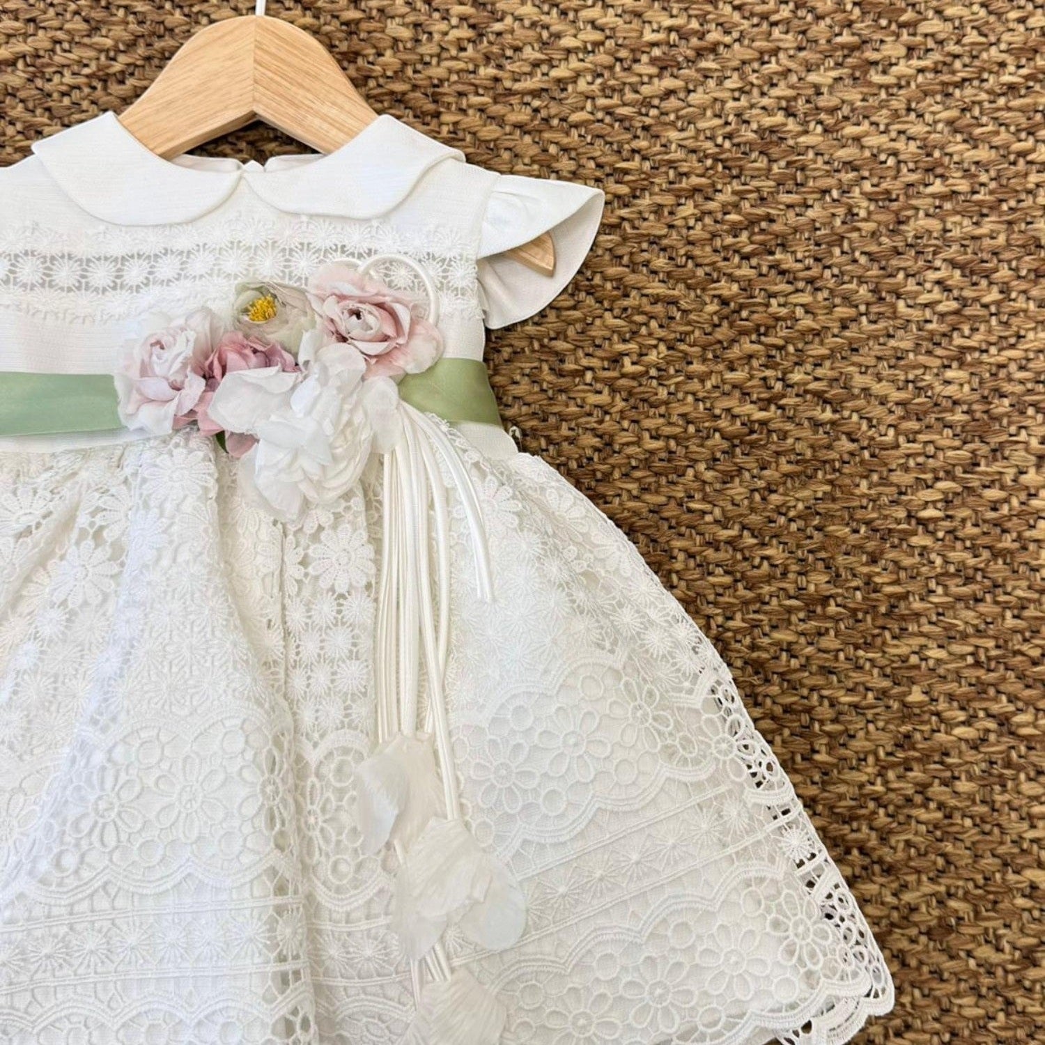 Abito Cerimonia Macramè Bimba VERDE FB080/V - NANU' BABY