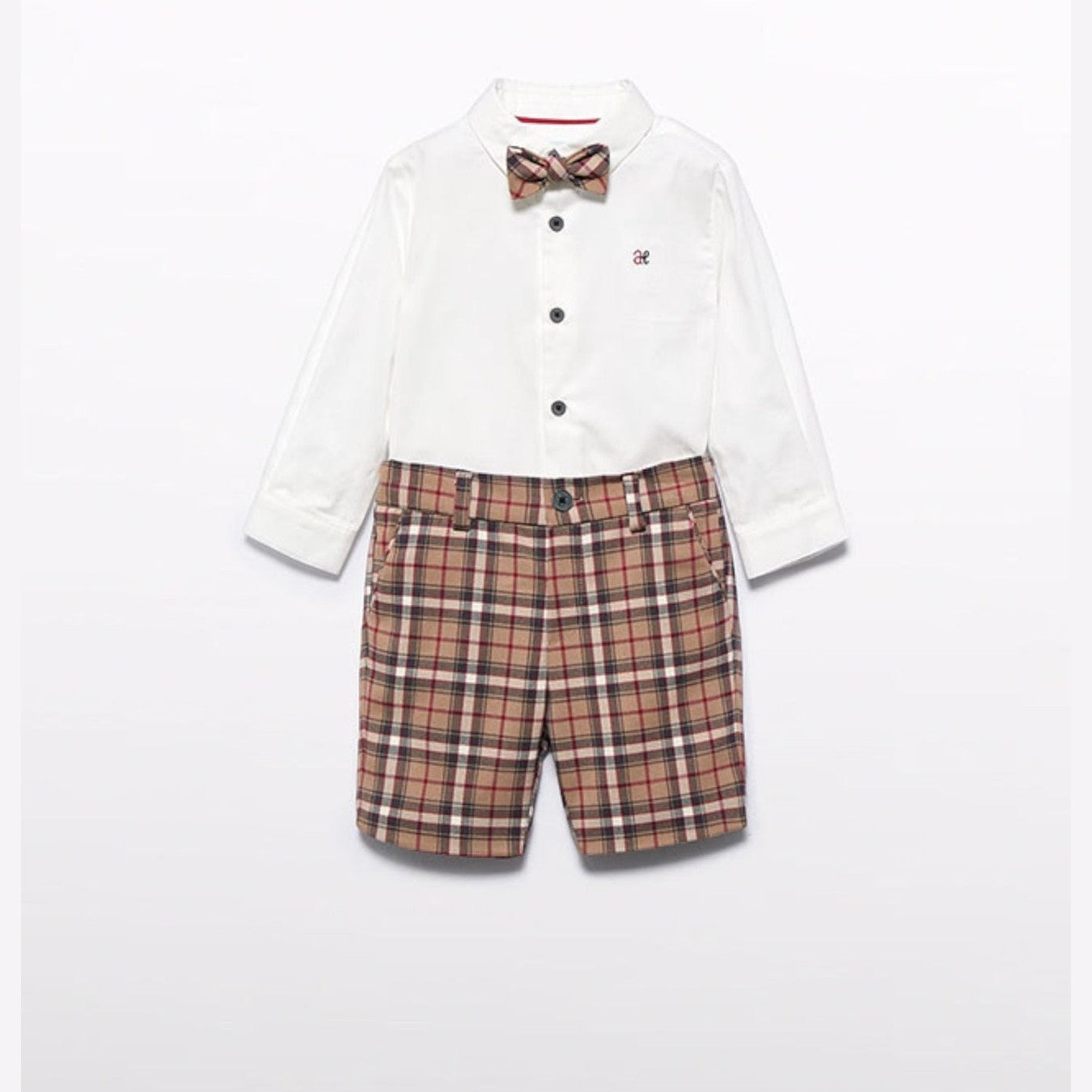 Compl. camicia bermuda quadri Bimbo CAMMELLO 5701/C - NANU' BABY