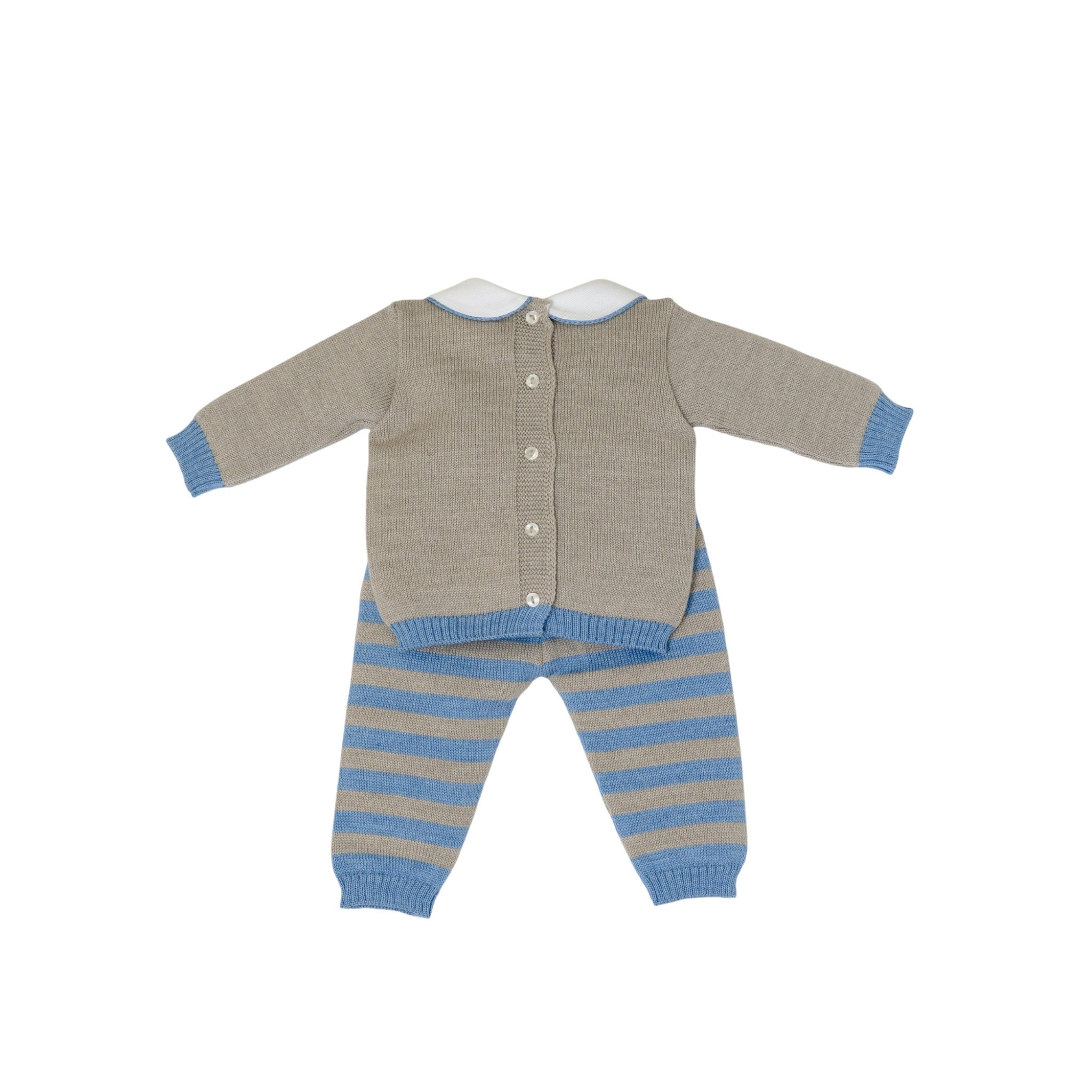 Completo Nascita Tortora Azzurro Pura Lana BABY LORD 523/A