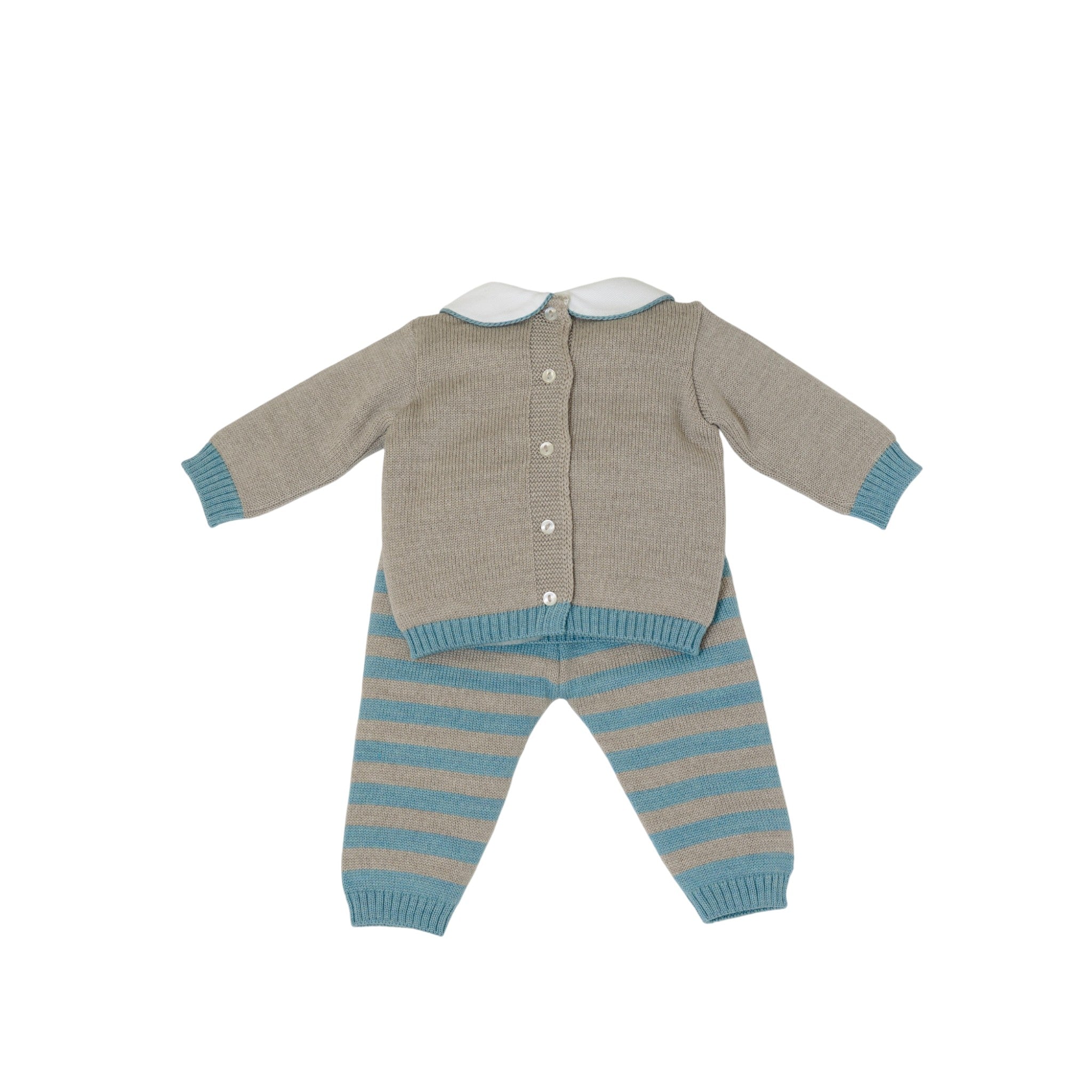 Completo Nascita Verde Righe Pura Lana BABY LORD 523