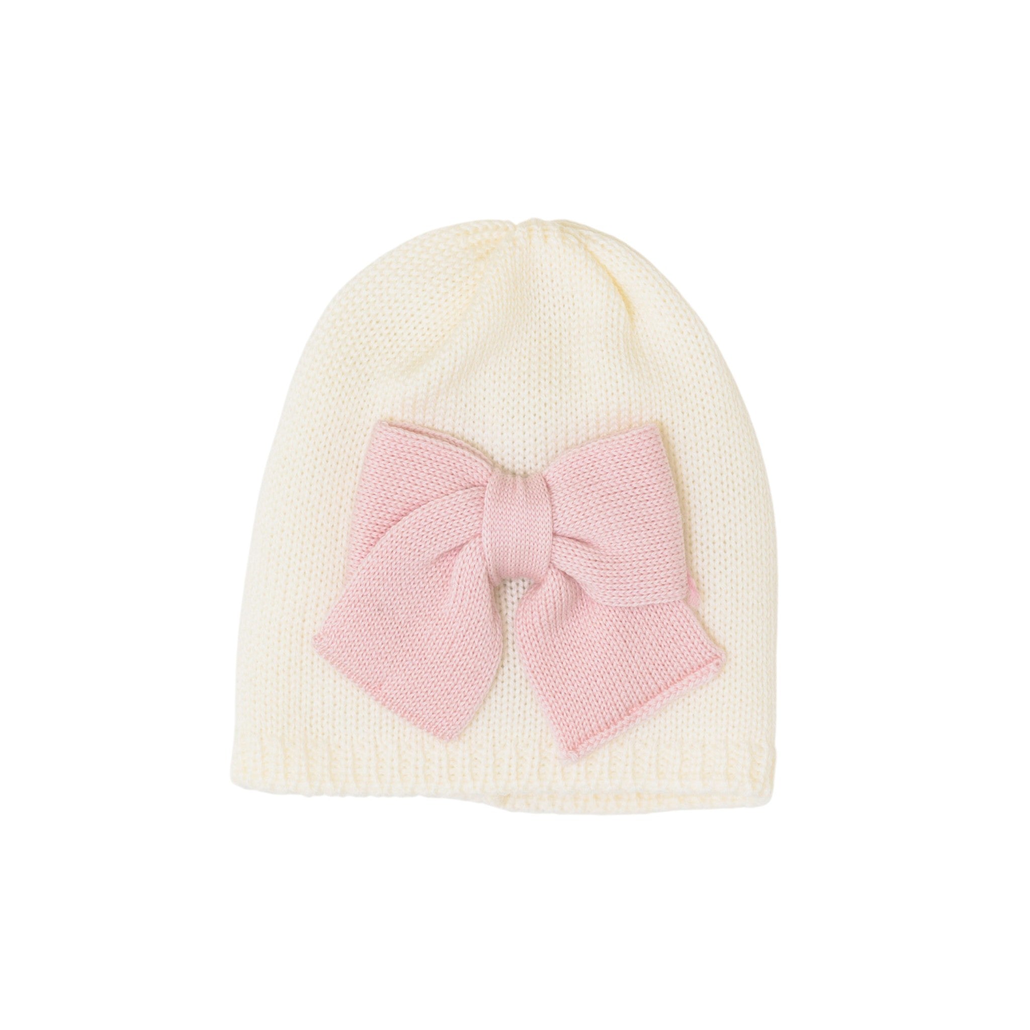 Cuffia Neonata PANNA Fiocco Rosa LE DODO' - Made in Italy CA92-1007