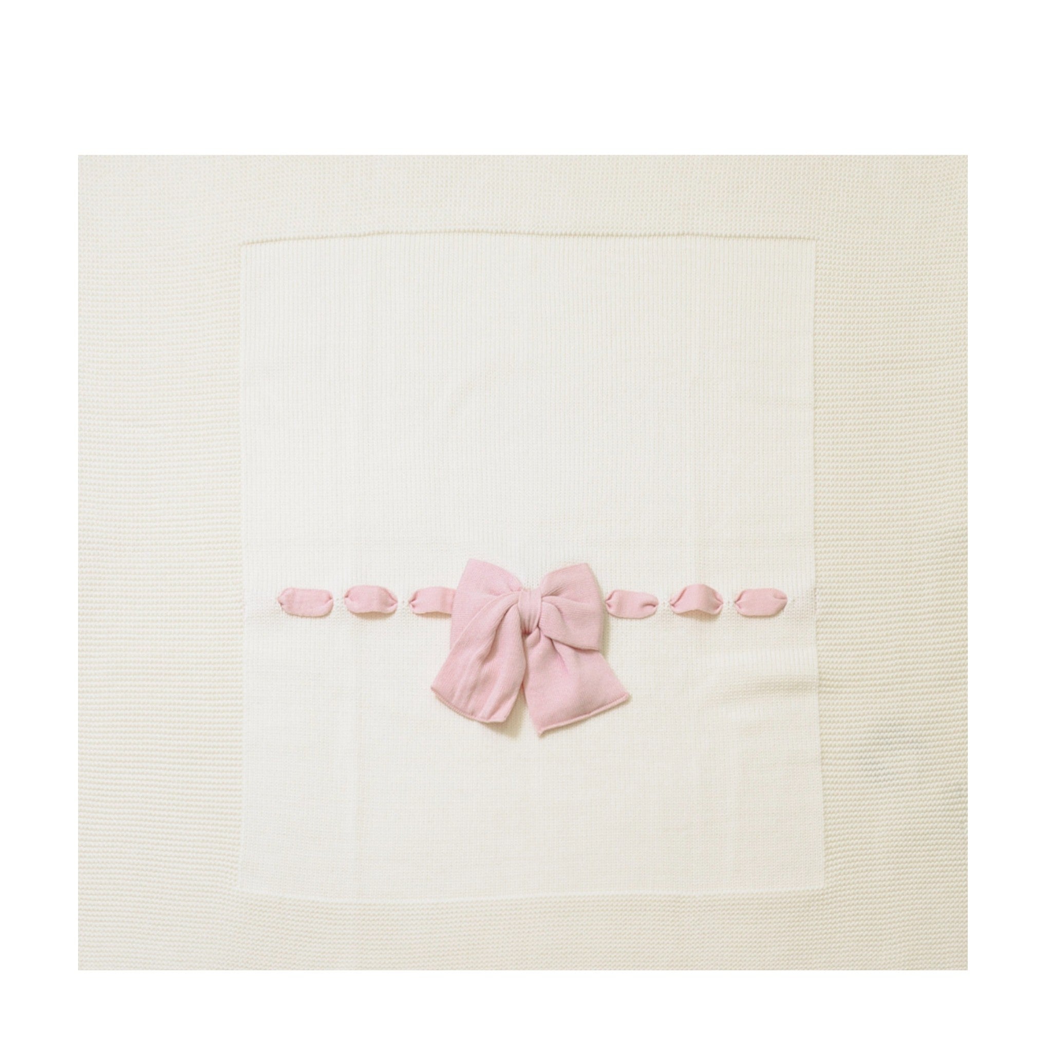 Coperta Neonata PANNA Fiocco Rosa LE DODO' - Made in Italy E92-1007