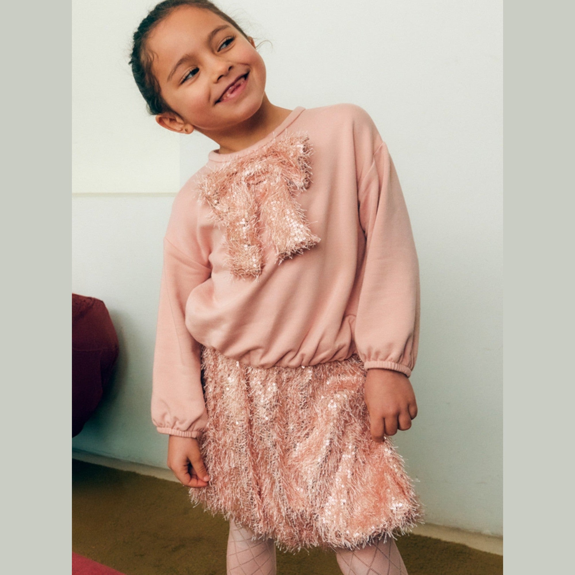 Compl. gonna frange lustrini Bimba Rosa 5539/8 - NANU' BABY
