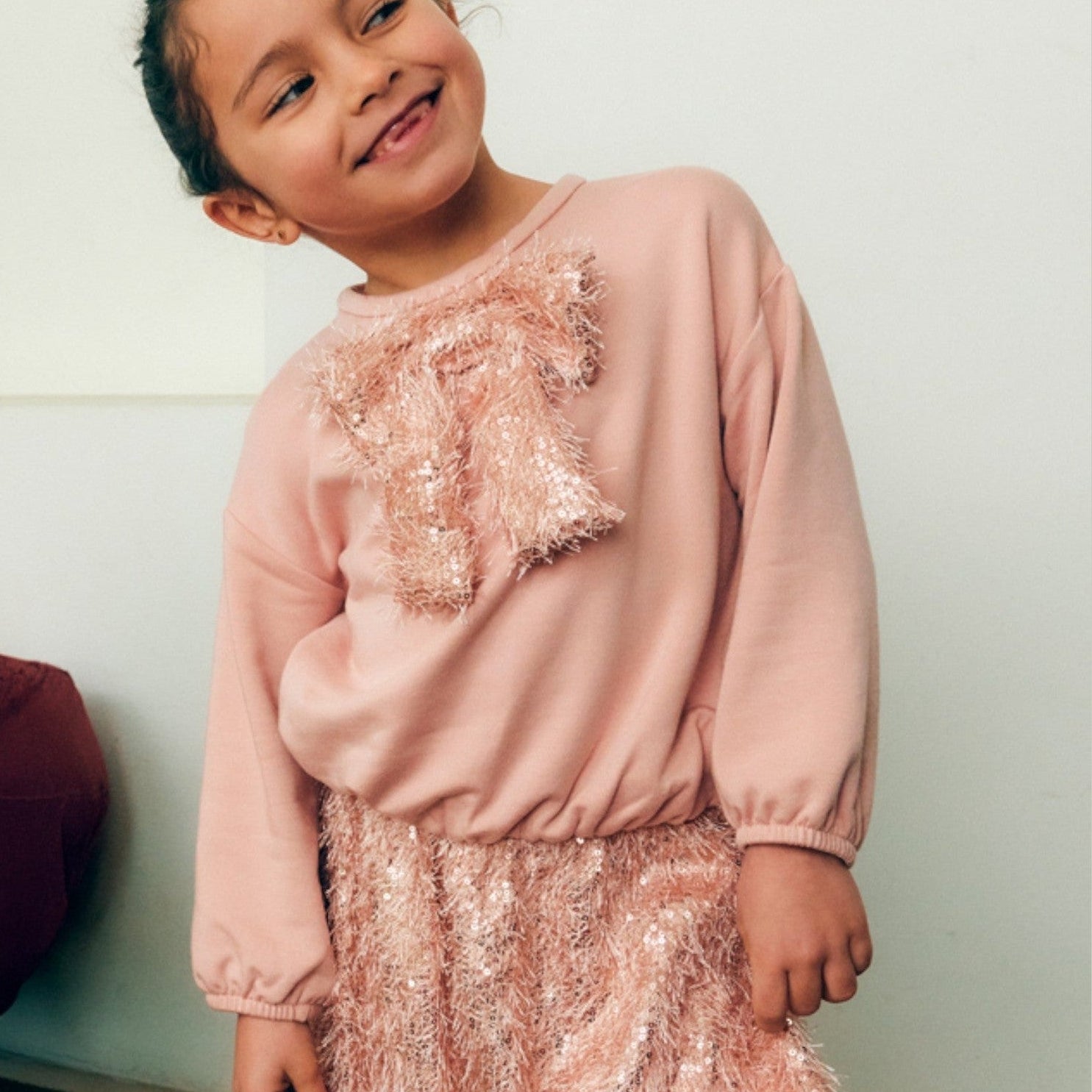 Compl. gonna frange lustrini Bimba Rosa 5539/8 - NANU' BABY