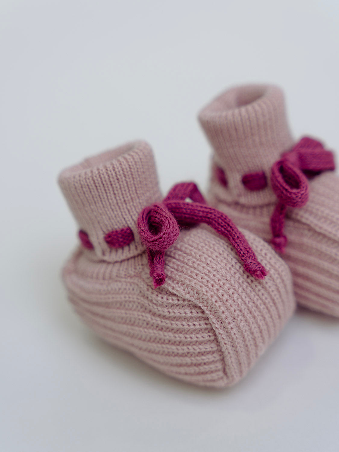 Babbucce lana rosa marsala fiori Neonata ROSA IN14S/R - NANU' BABY