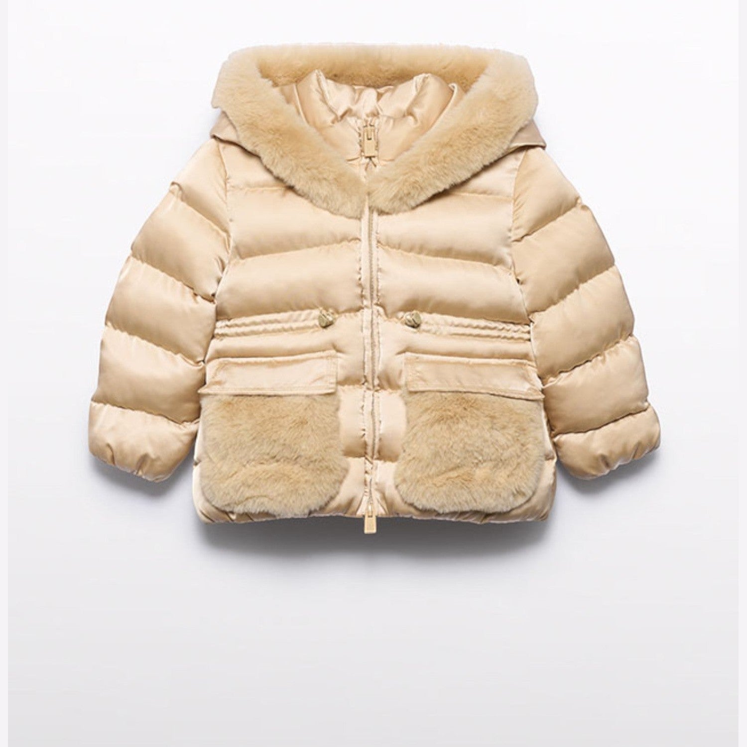 Giubbotto satinato pelo Bimba Beige 5849/14 - NANU' BABY