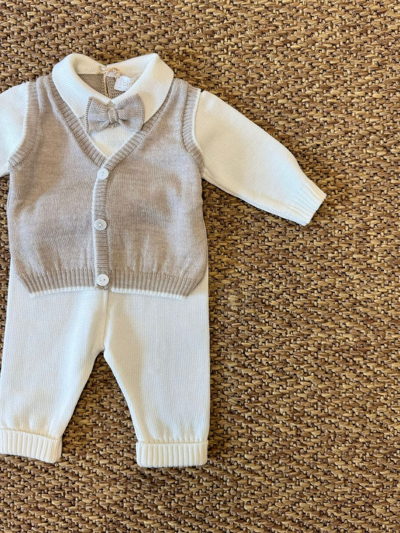 Completo con Papillon Neonato TORTORA 6815 - NANU' BABY