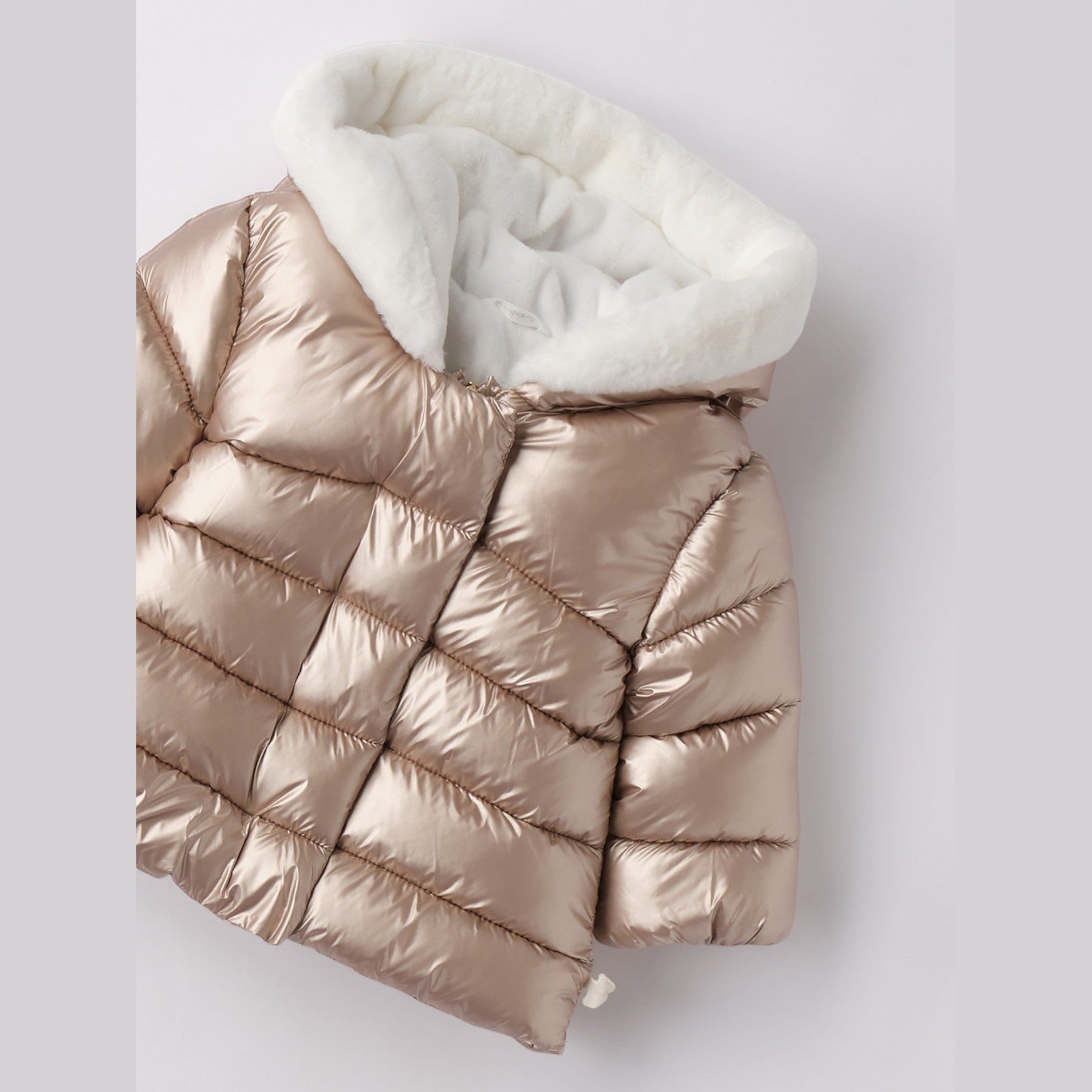 Giubbotto Imbottito Tessuto Termico Bimba Beige 3F738/941 - NANU' BABY
