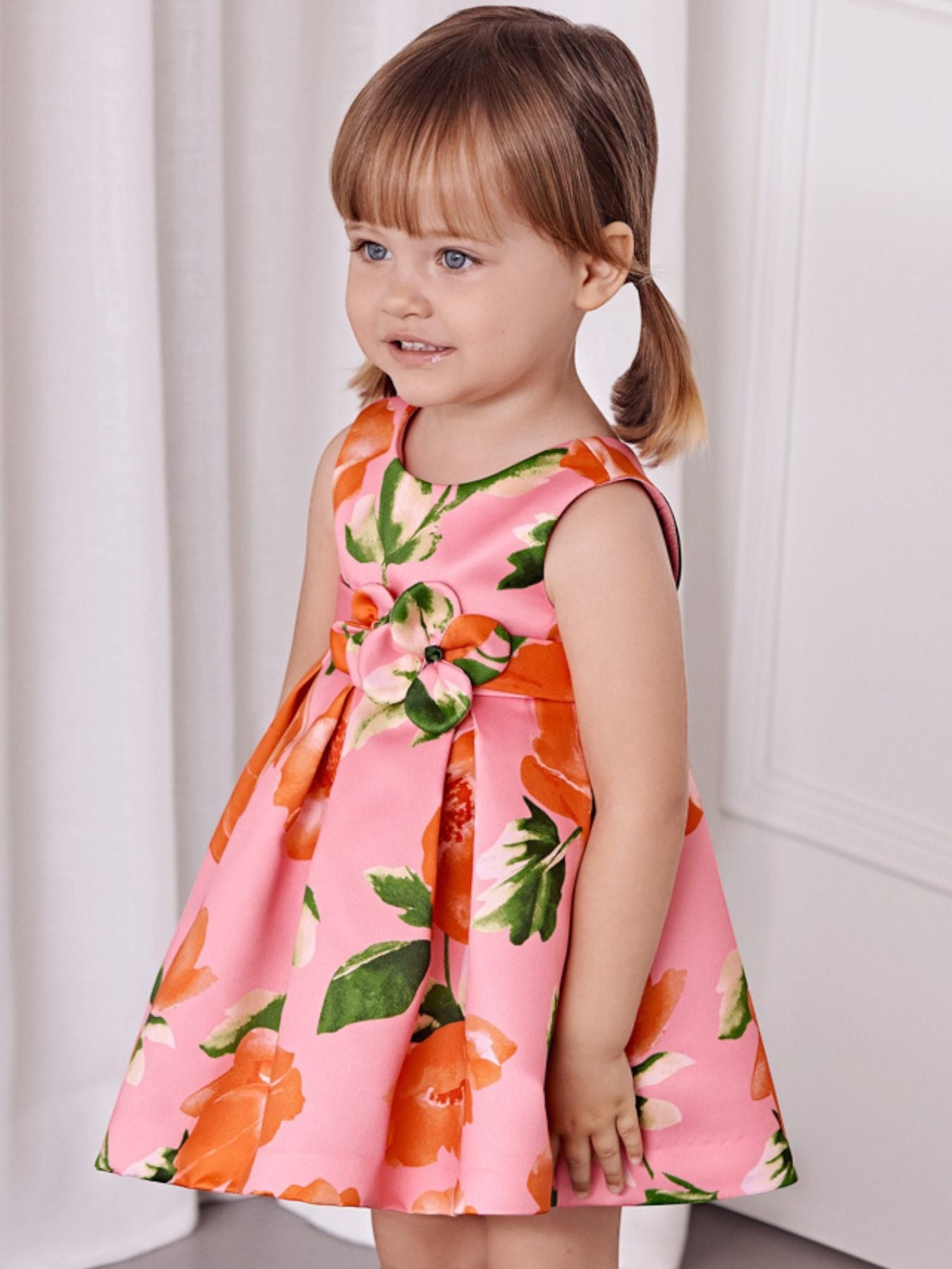 Abito saten stampato Bimba FUCSIA 5021 - NANU' BABY