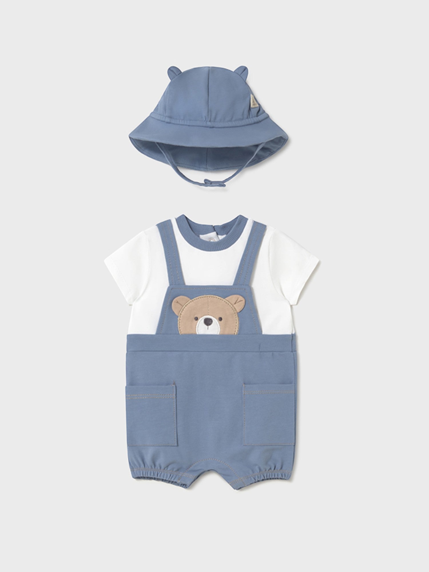 Pagliaccetto salopette,cappello Bimbo AZZURRO 1606 /A - NANU' BABY