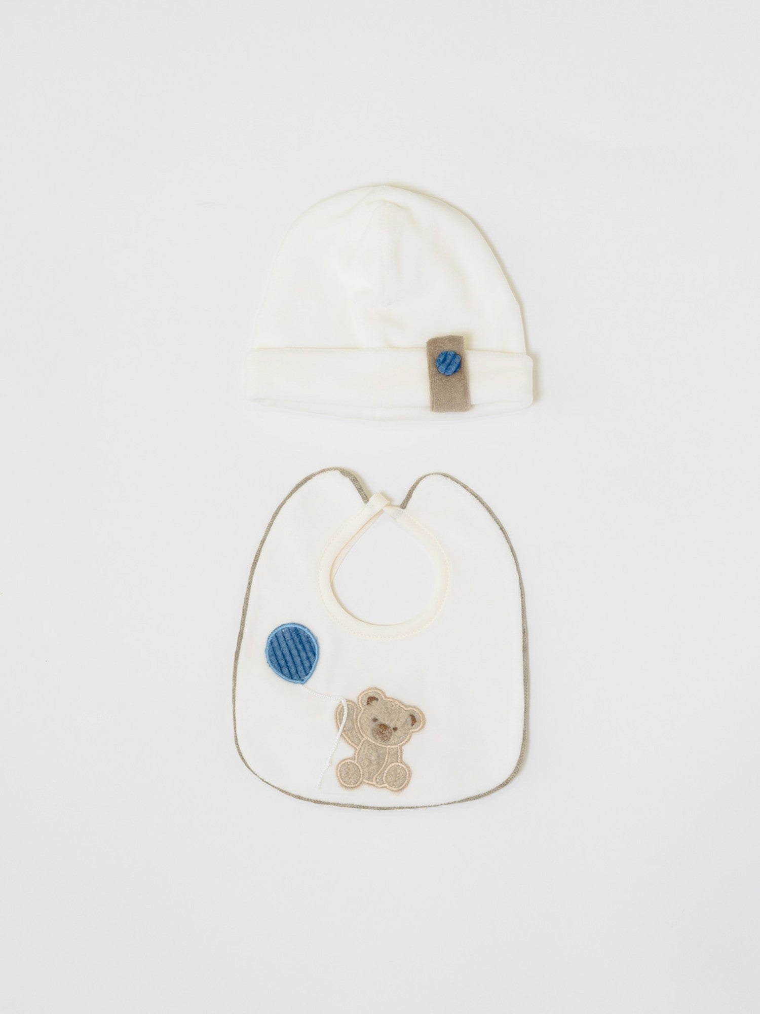 Cuffia e Bavetta Neonato AZZURRO LR1110 - NANU' BABY